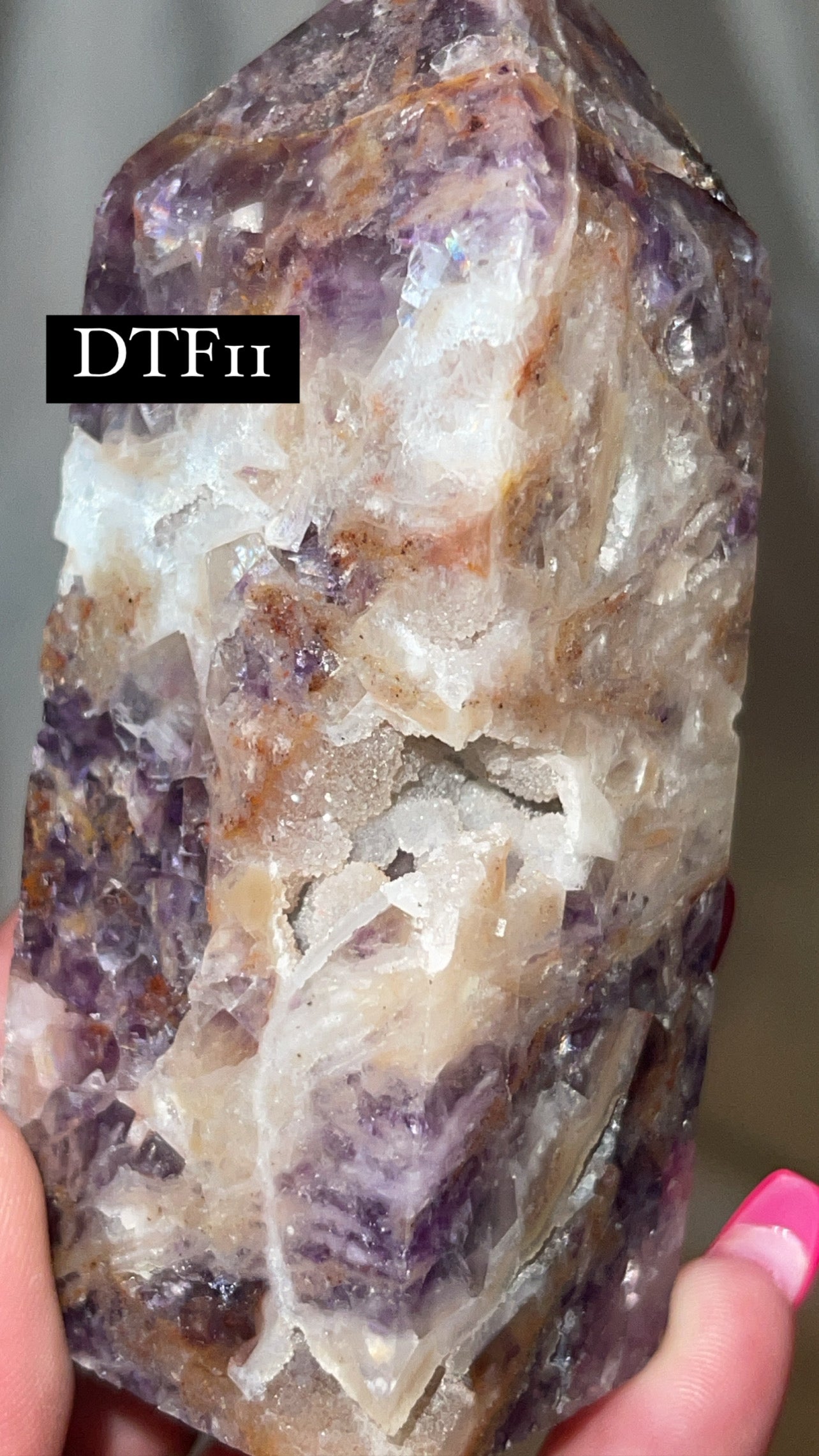 Druzy Sphalerite with Pink & Purple Fluorite Tower