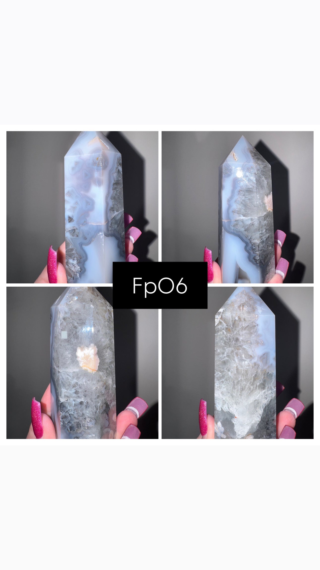 Prasiolite Flower Agate Tower