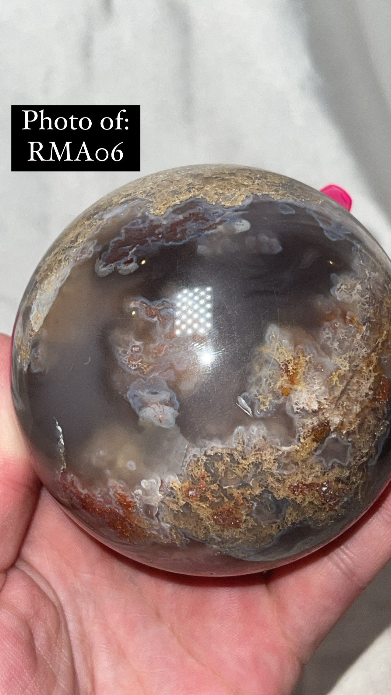 Rare Red Moss Agate Orca Agate Large Sphere