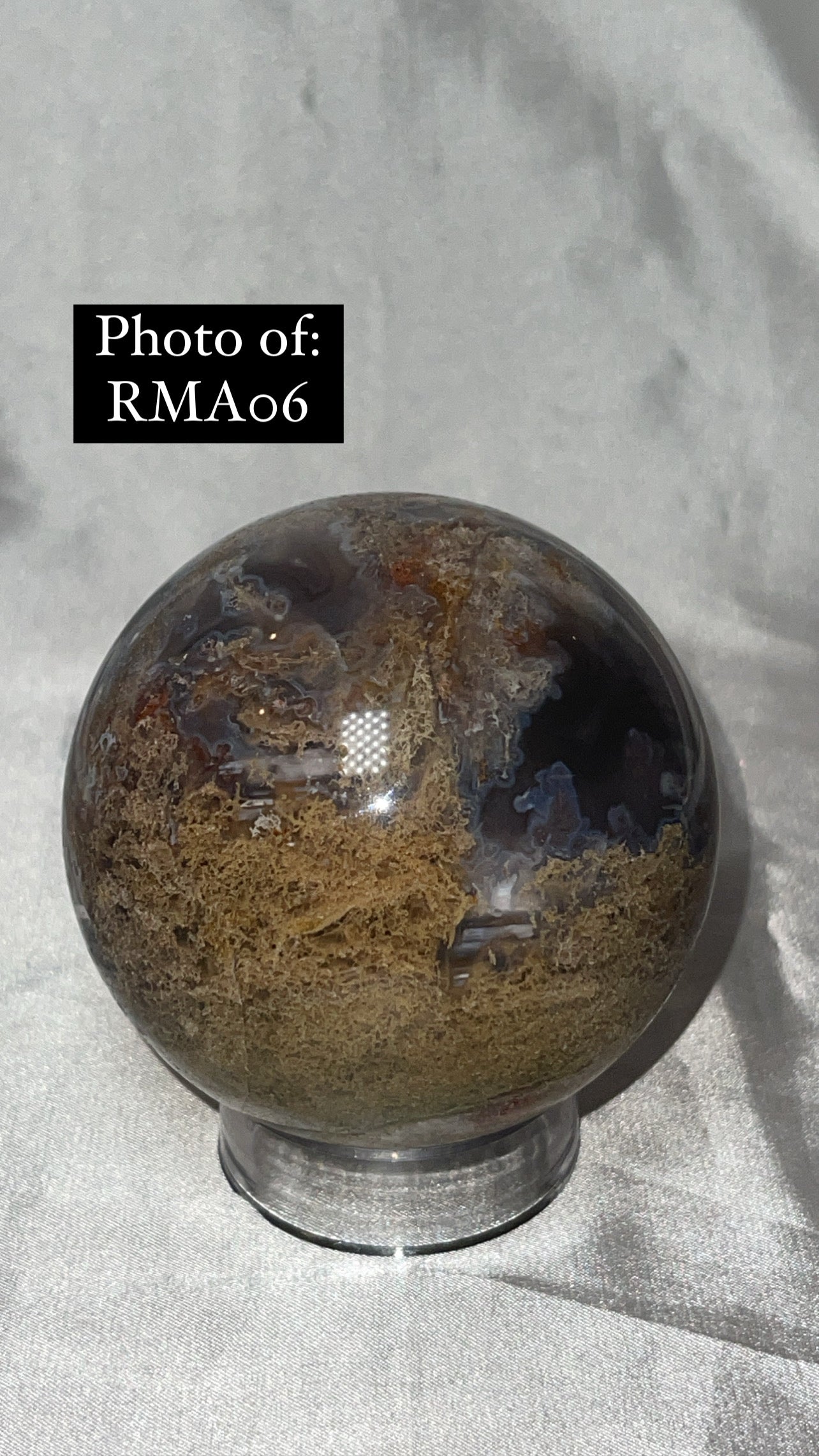 Rare Red Moss Agate Orca Agate Large Sphere