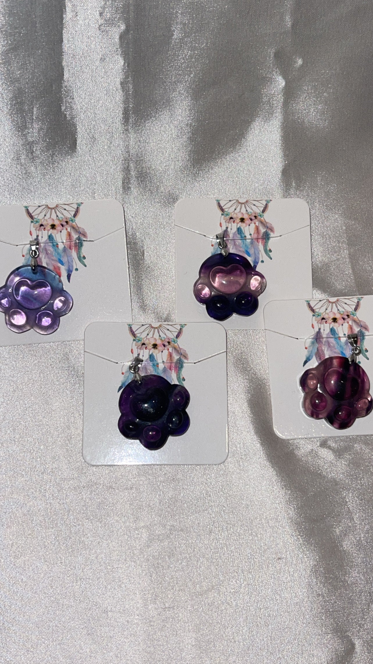 Fluorite Large Paw Print Pendant (Choose Your Own)