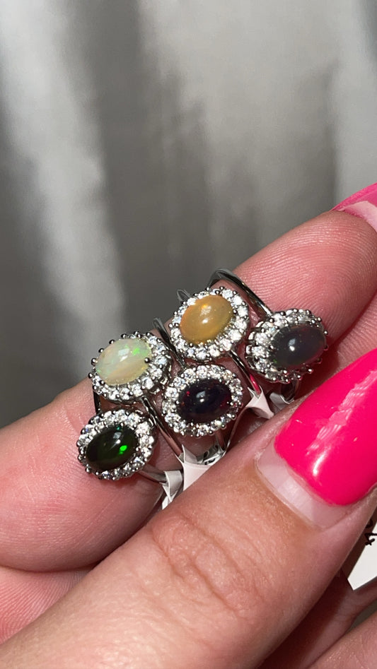 Ethiopian Welo Opal 925 Sterling Silver Adjustable Ring (Choose Your Own)