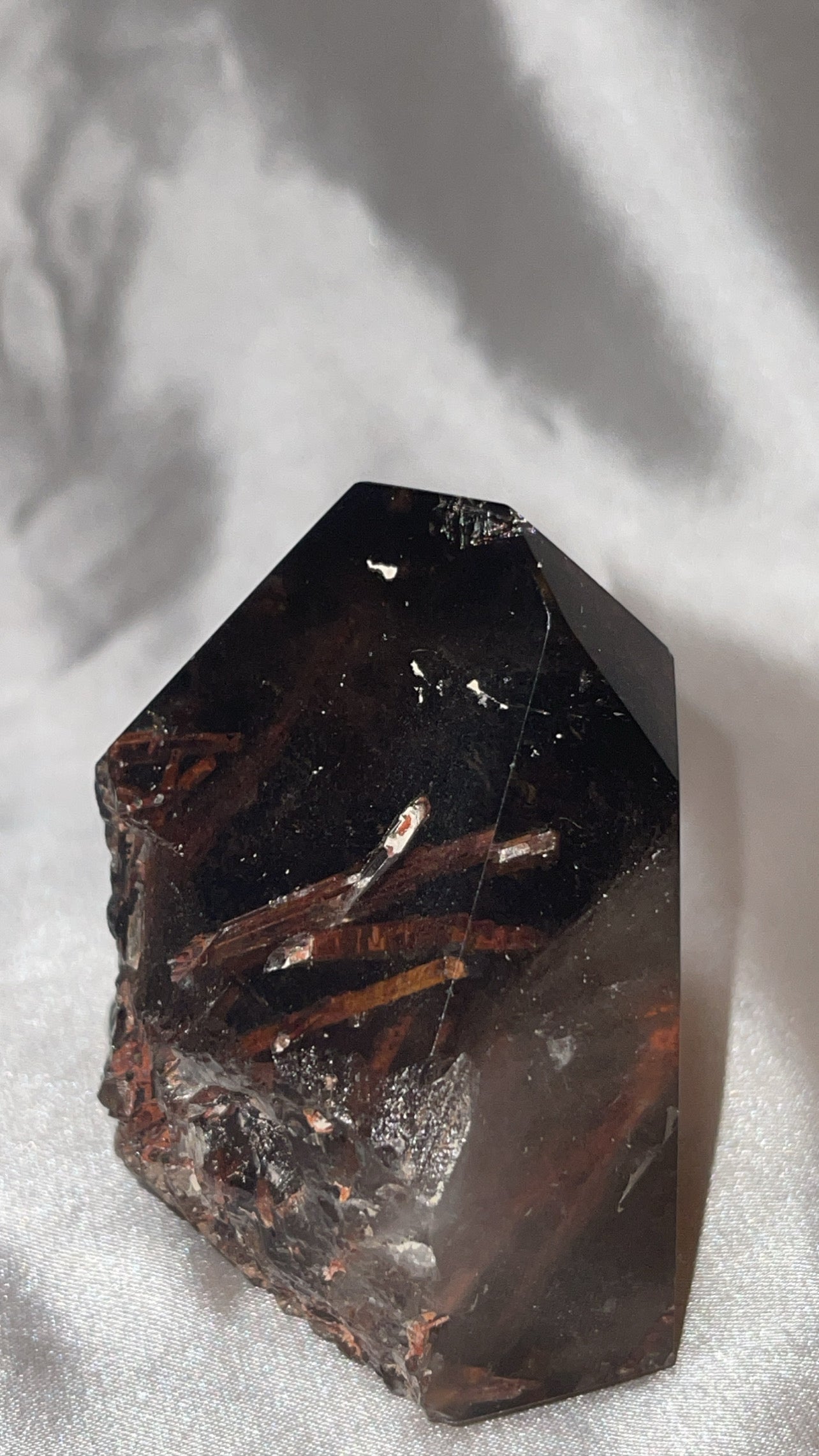 Rare Red Epidote Smoky Quartz AAA Large Polished Point