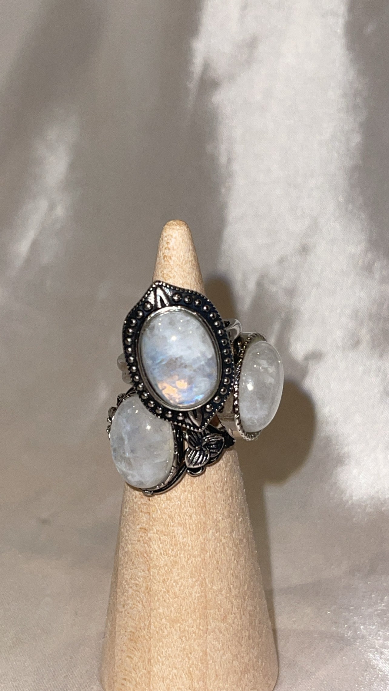 Rainbow Moonstone AAA Adjustable Ring