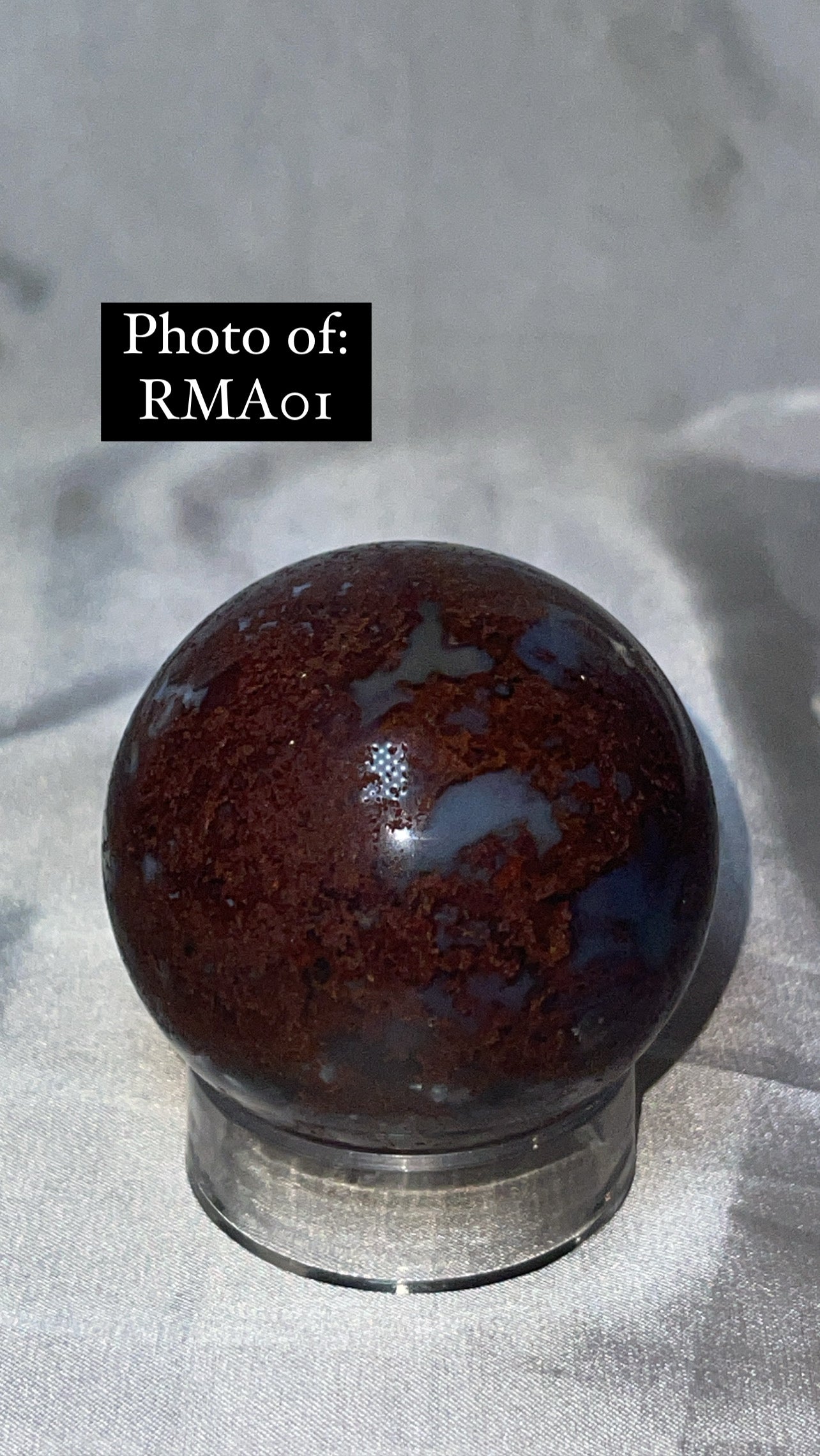 Rare Red Moss Agate Orca Agate Large Sphere