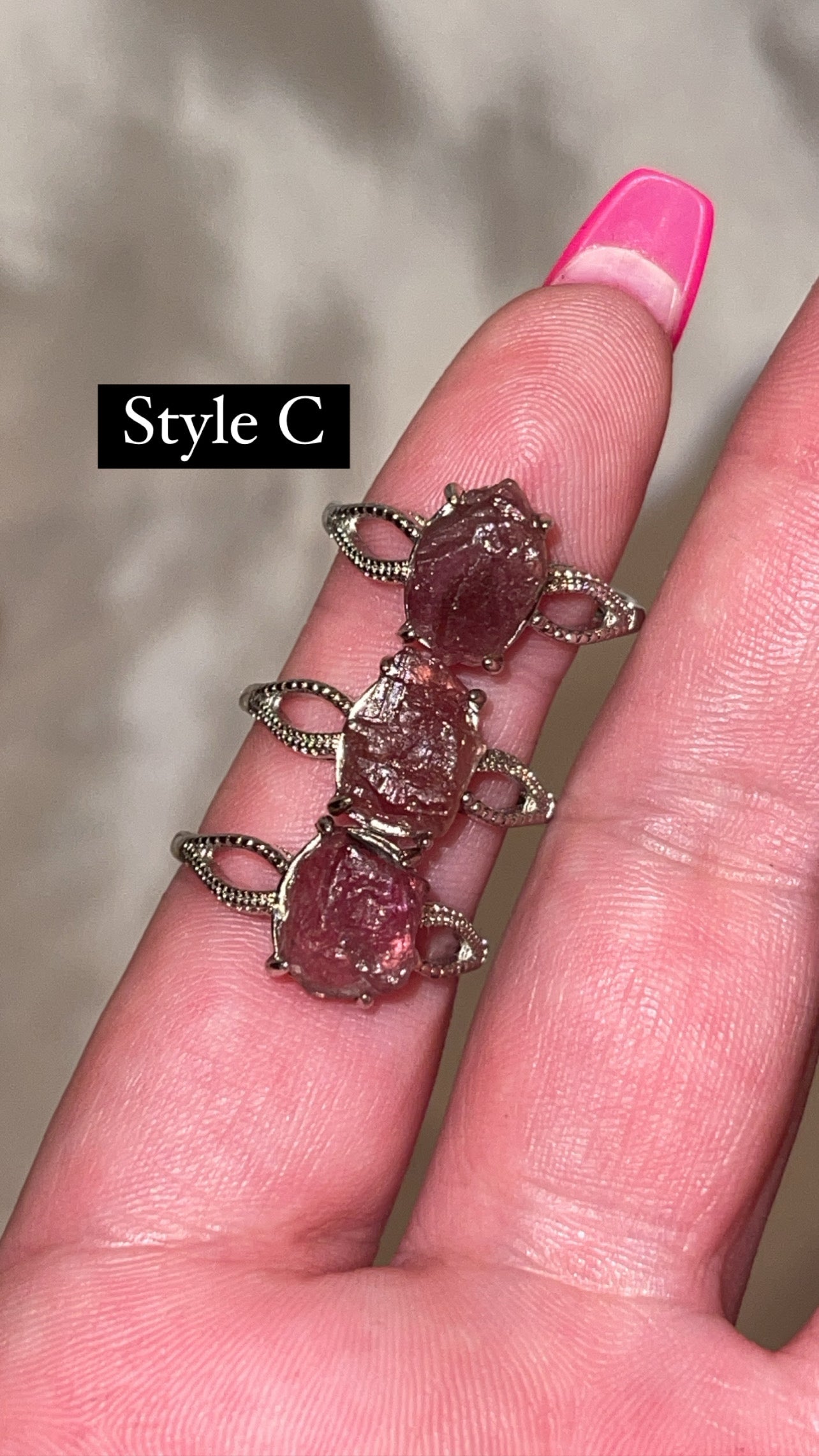 Pink Tourmaline Raw Adjustable Ring