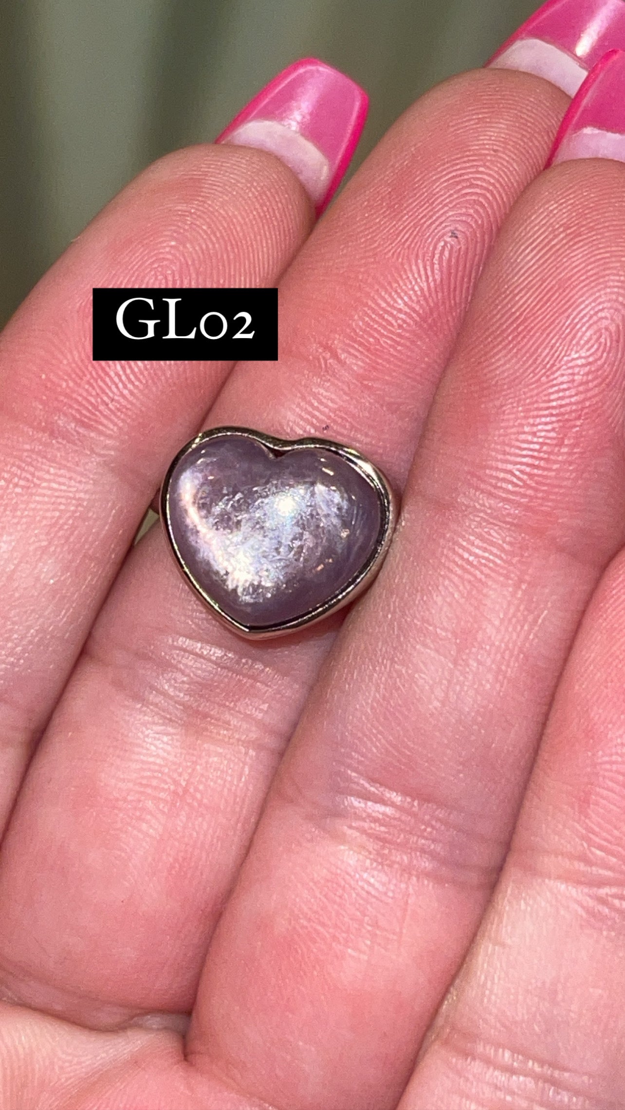 Gem Lepidolite 925 Sterling Silver Adjustable Heart Ring (Choose Your Own)