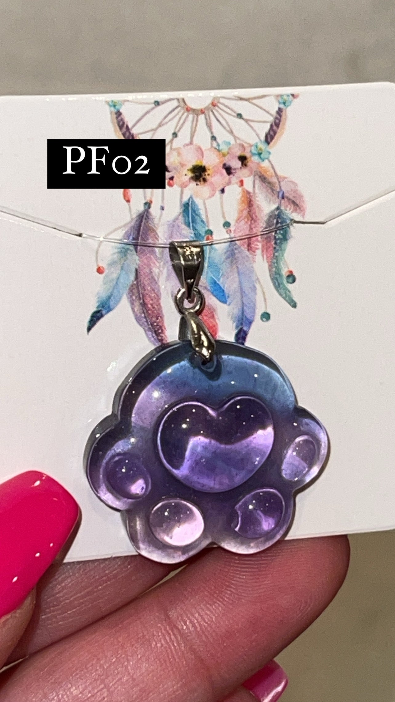 Fluorite Large Paw Print Pendant (Choose Your Own)