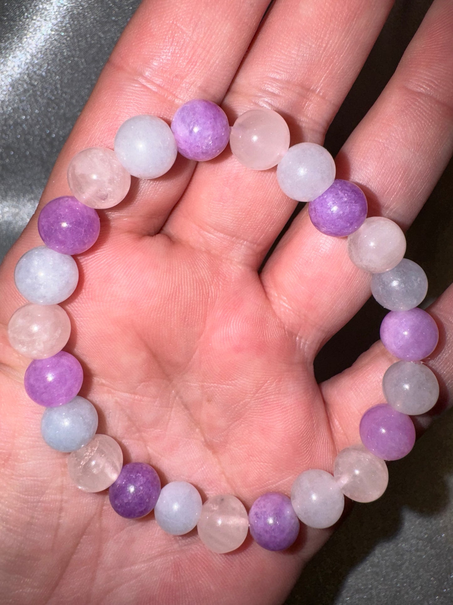 Amethyst, Rose Quartz, Aquamarine Bracelet 8mm