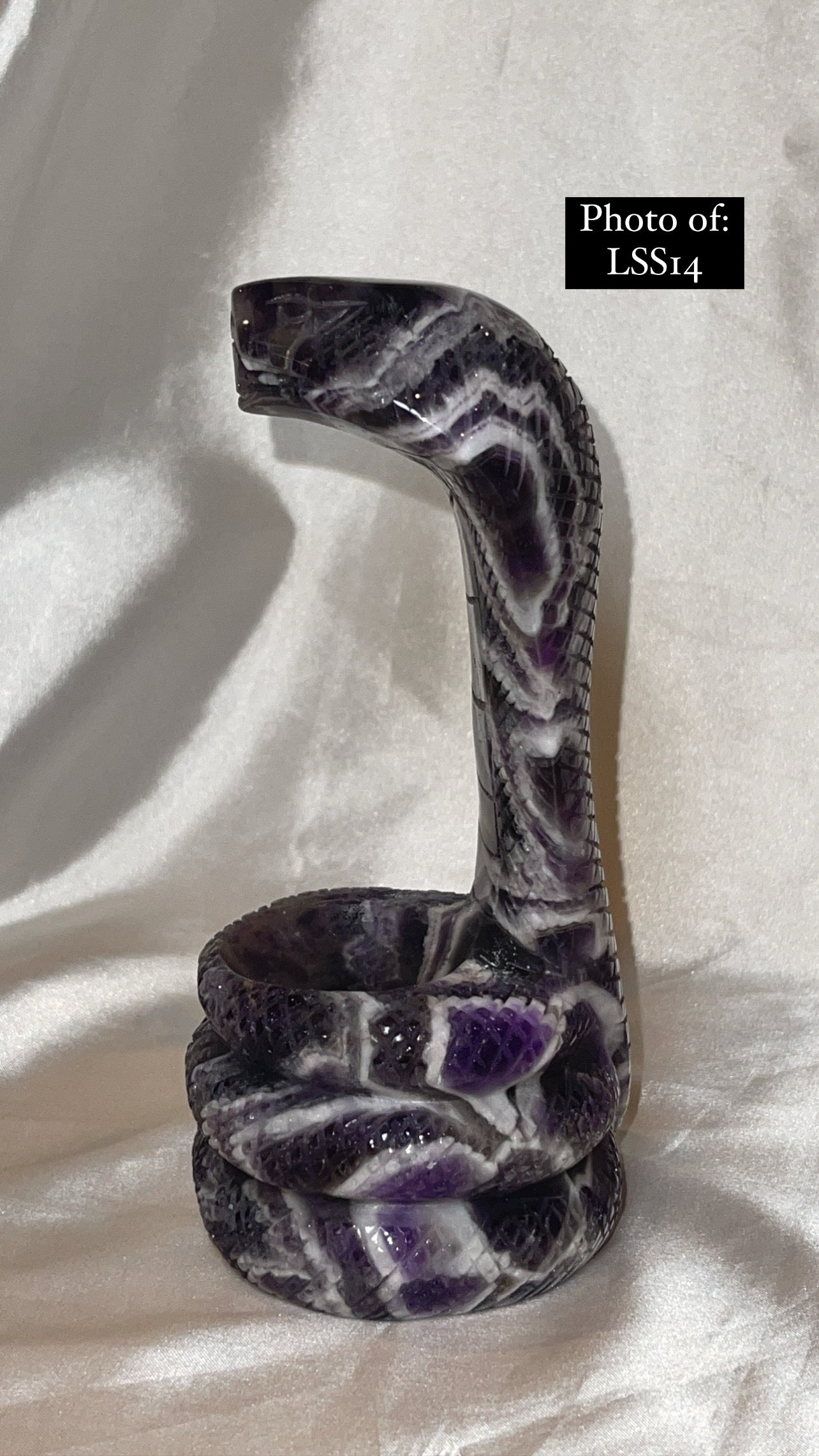 Dream Amethyst Large Snake Sphere Holder Carving