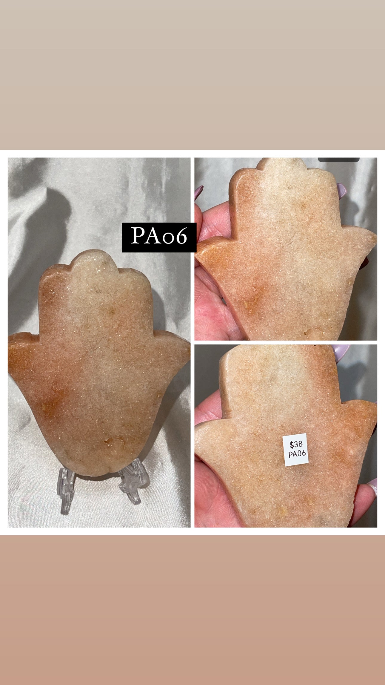 Pink Amethyst Large Hamsa