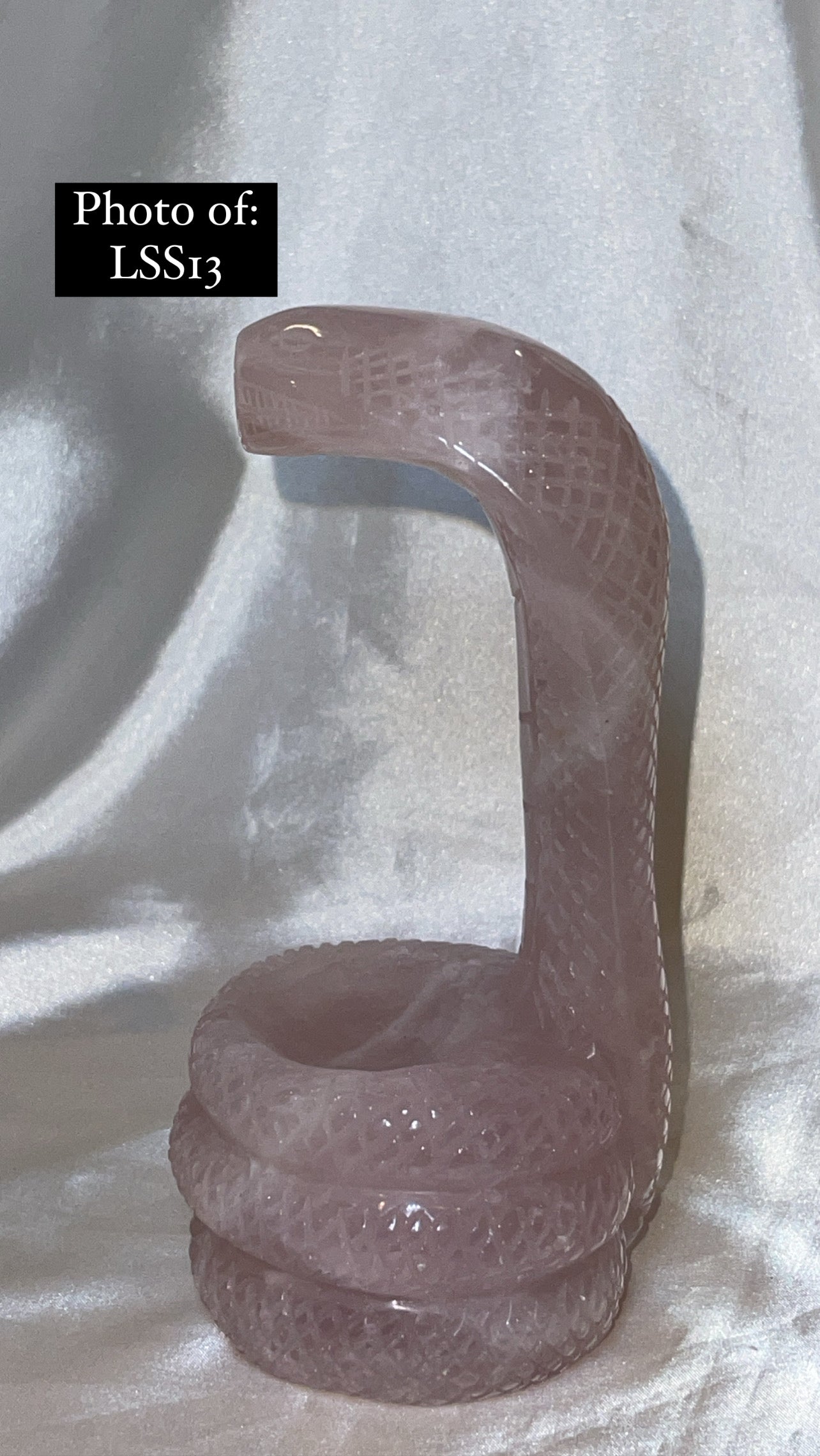 Rose Quartz Large Snake Sphere Holder Carving