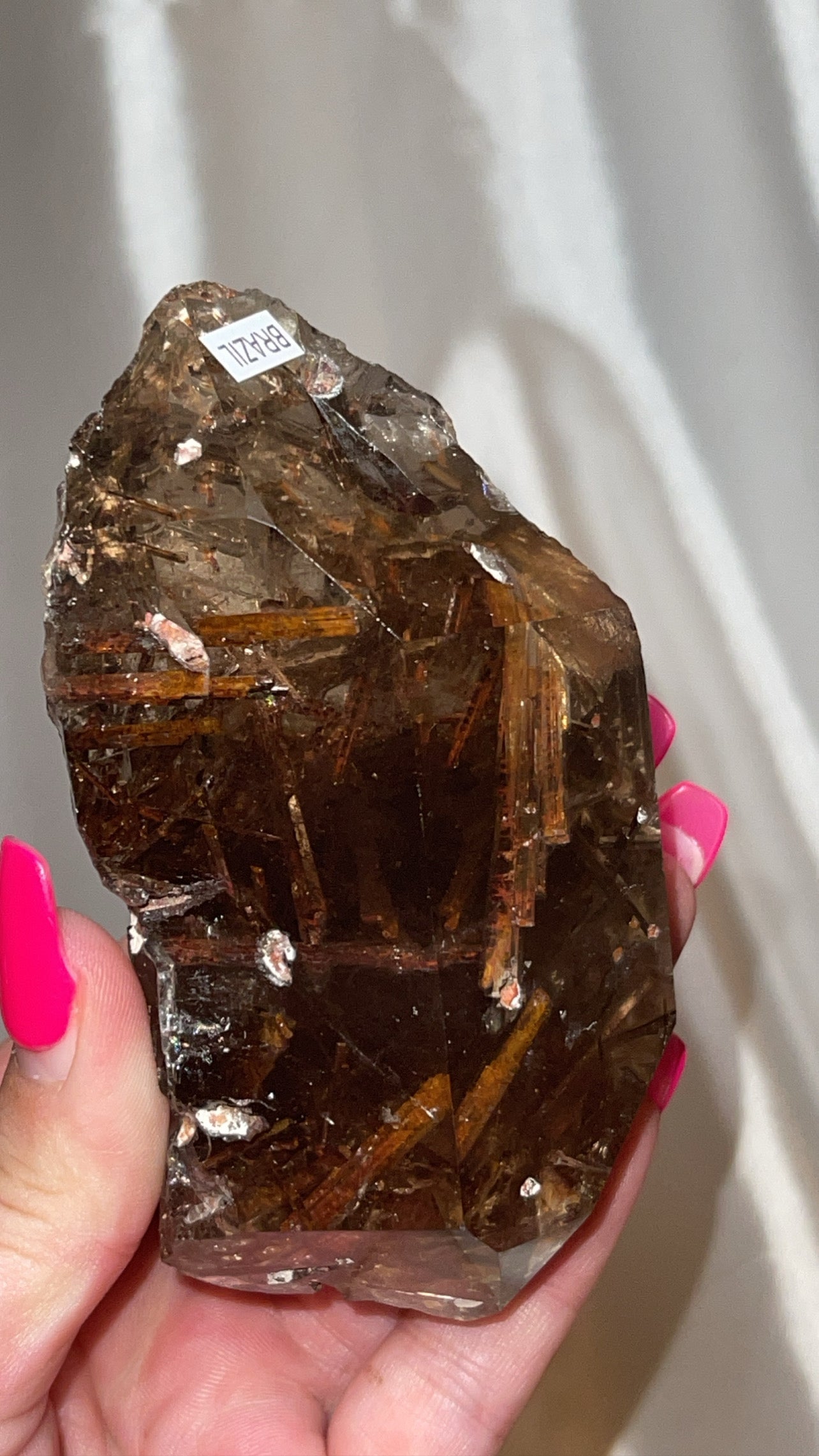 Rare Red Epidote Smoky Quartz AAA Large Semi-Polished Double Terminated Point