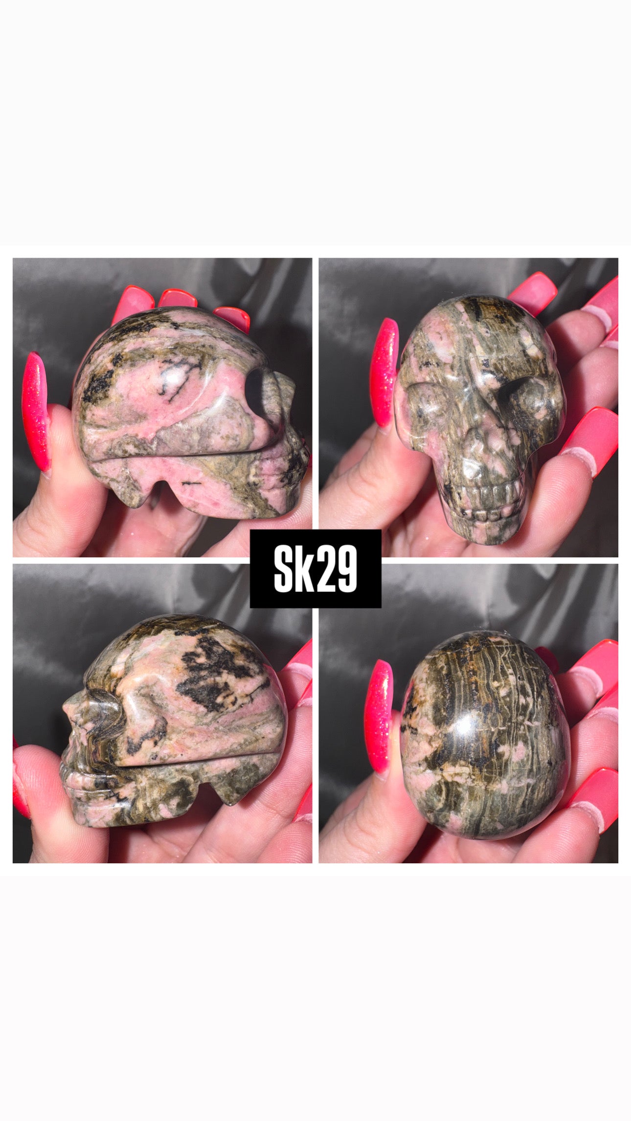 Rhodonite Skull