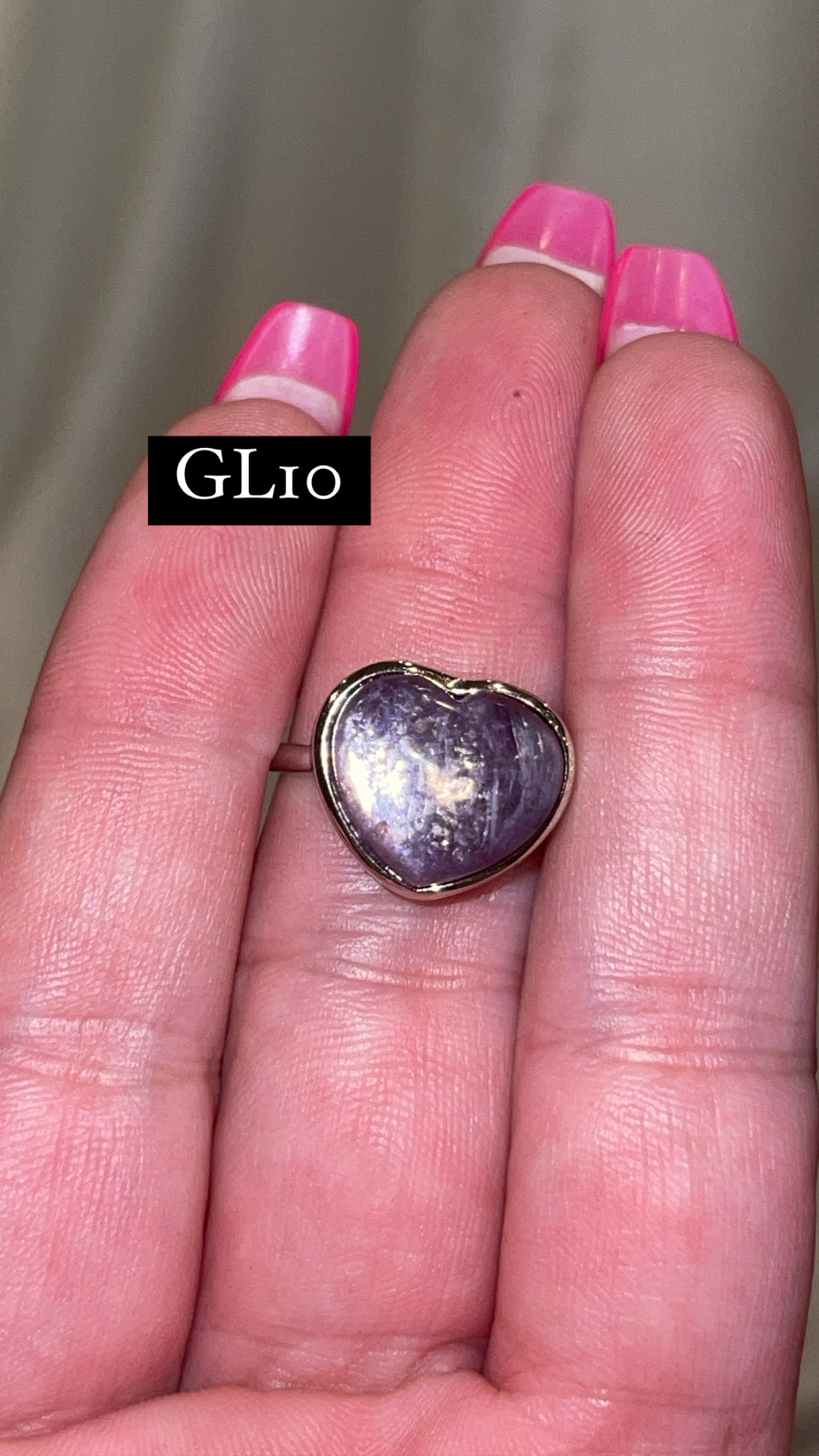 Gem Lepidolite 925 Sterling Silver Adjustable Heart Ring (Choose Your Own)