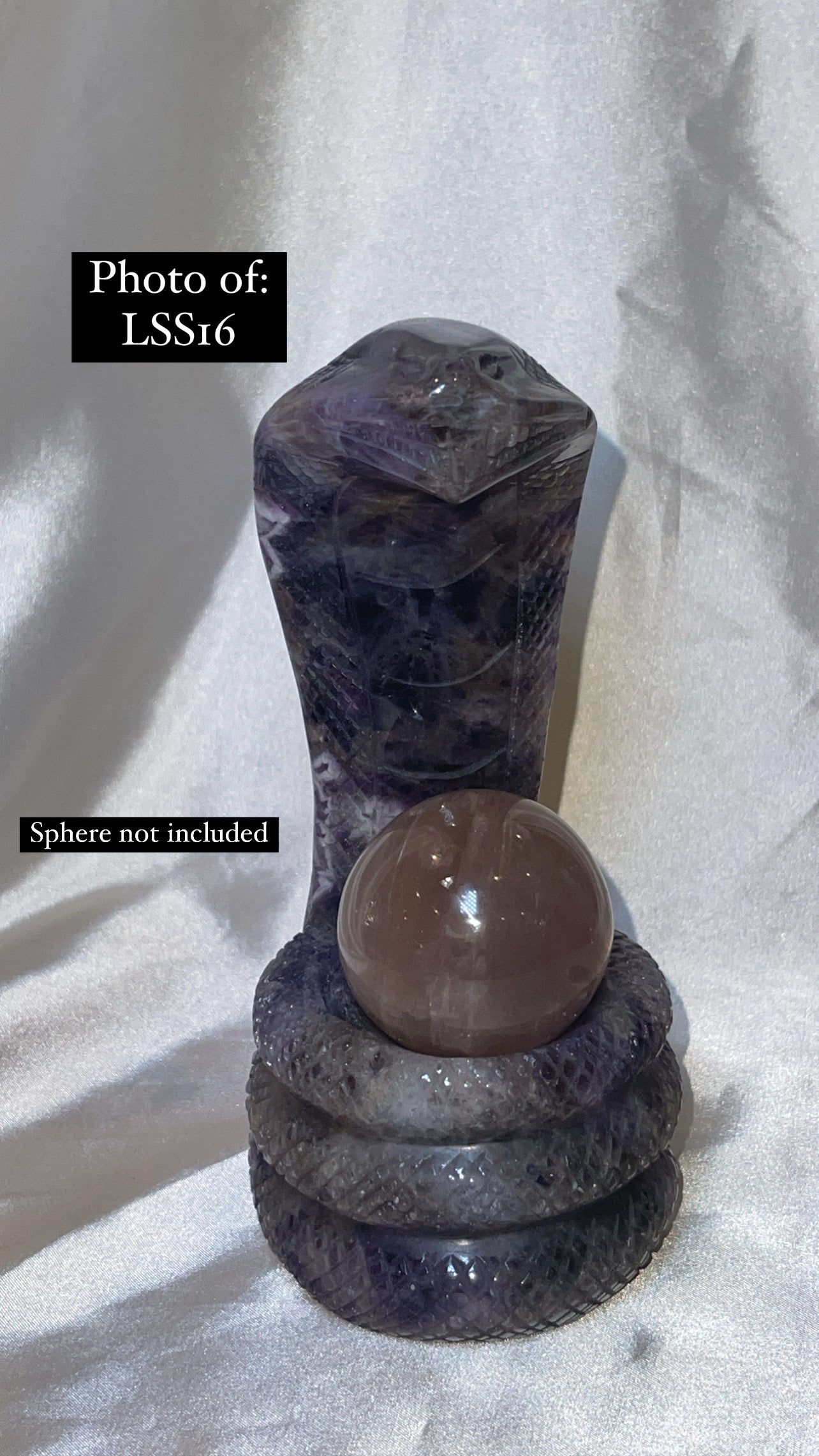 Dream Amethyst Large Snake Sphere Holder Carving
