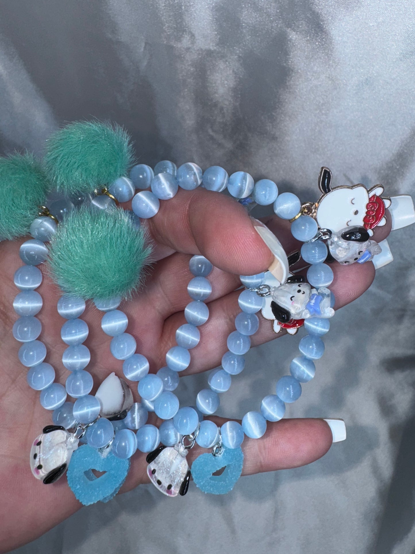 Pochacco Blue Selenite 6mm Bracelet