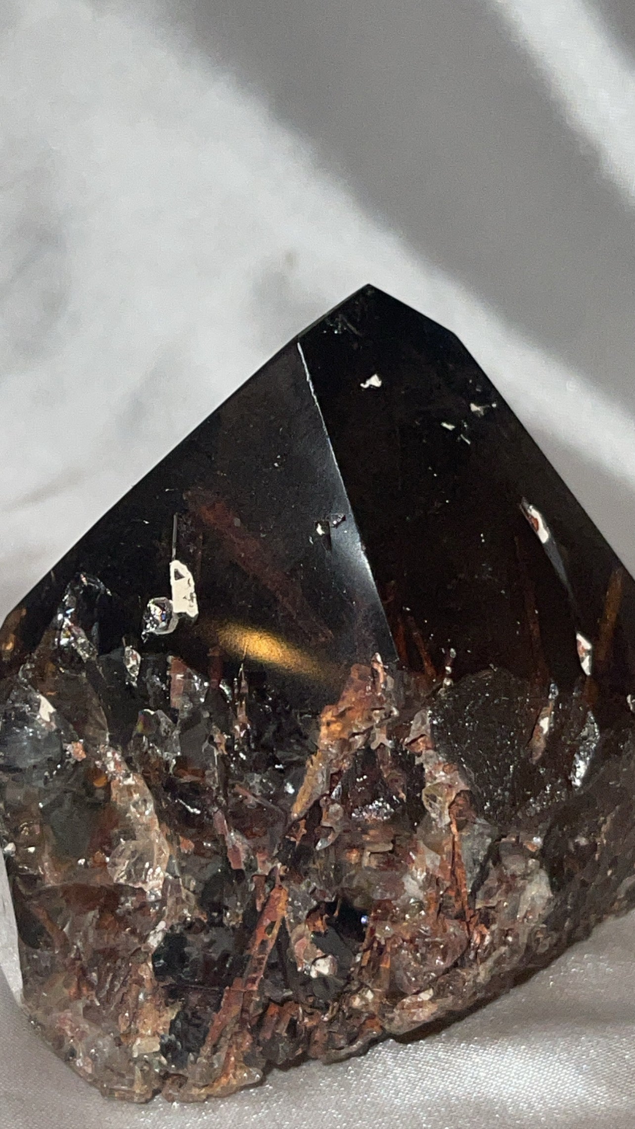Rare Red Epidote Smoky Quartz AAA Large Polished Point