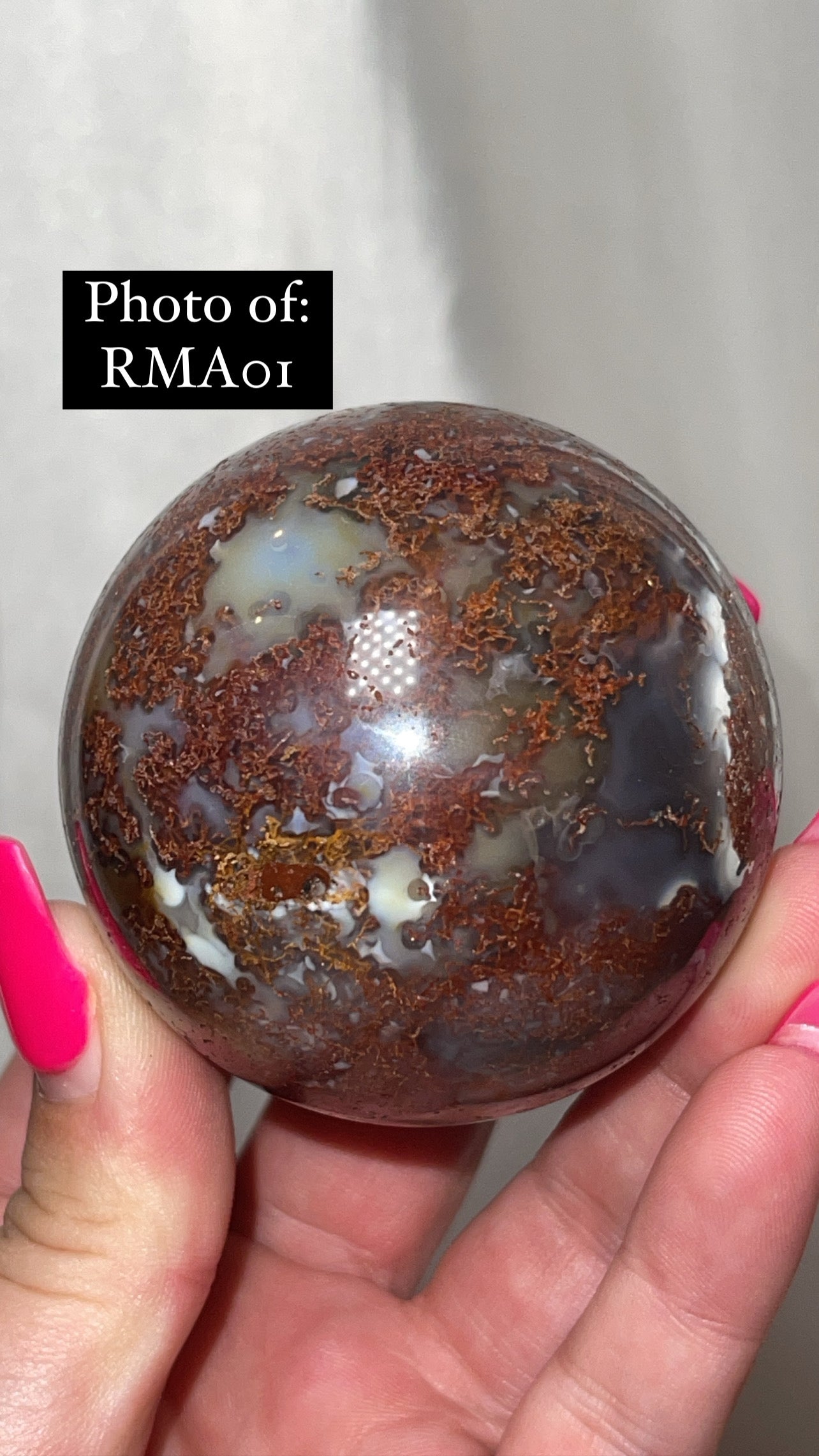 Rare Red Moss Agate Orca Agate Large Sphere