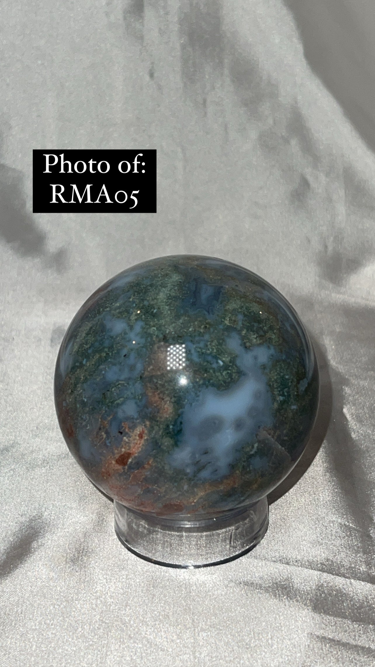 Rare Red Moss Agate Orca Agate Large Sphere