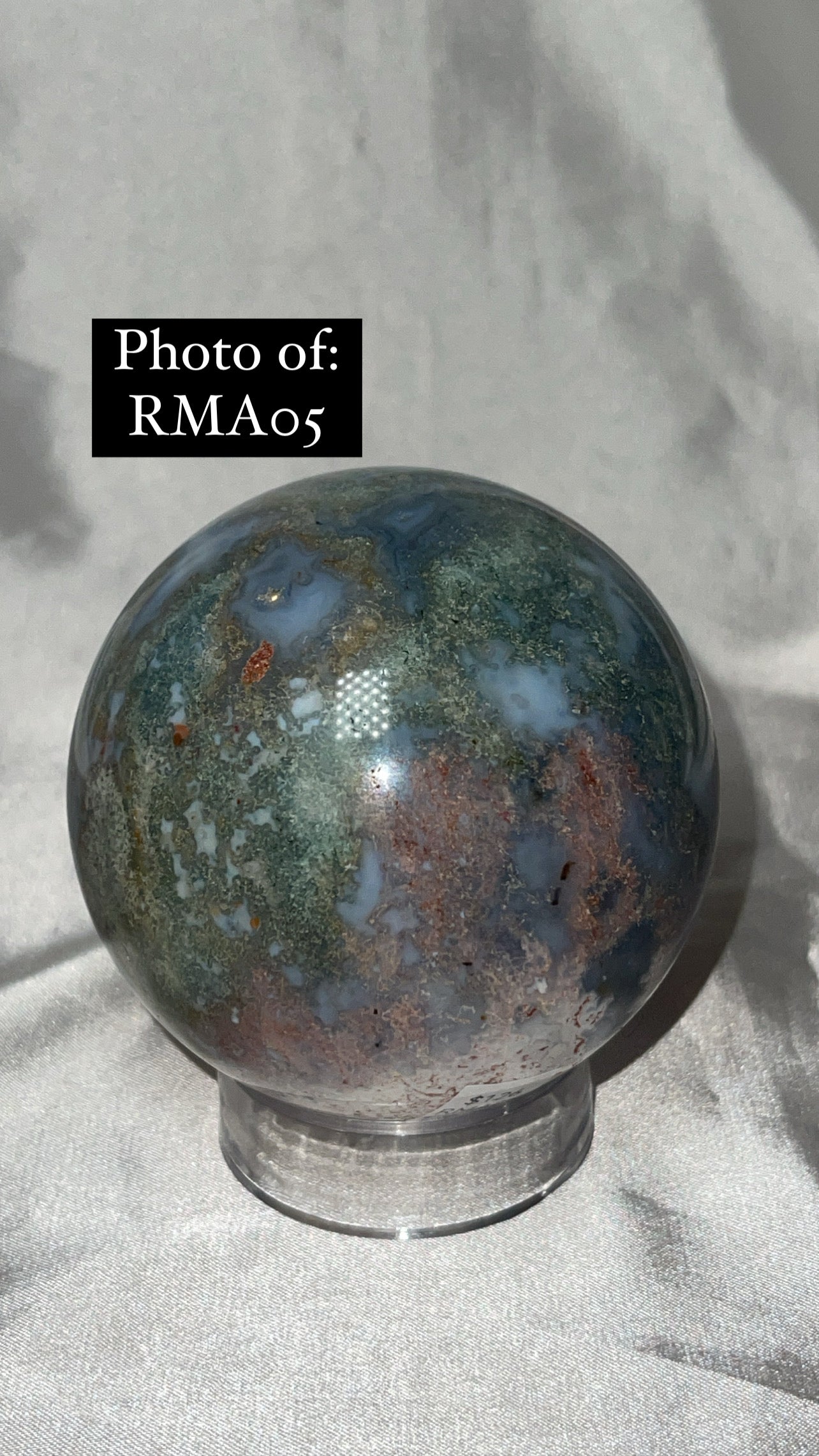 Rare Red Moss Agate Orca Agate Large Sphere