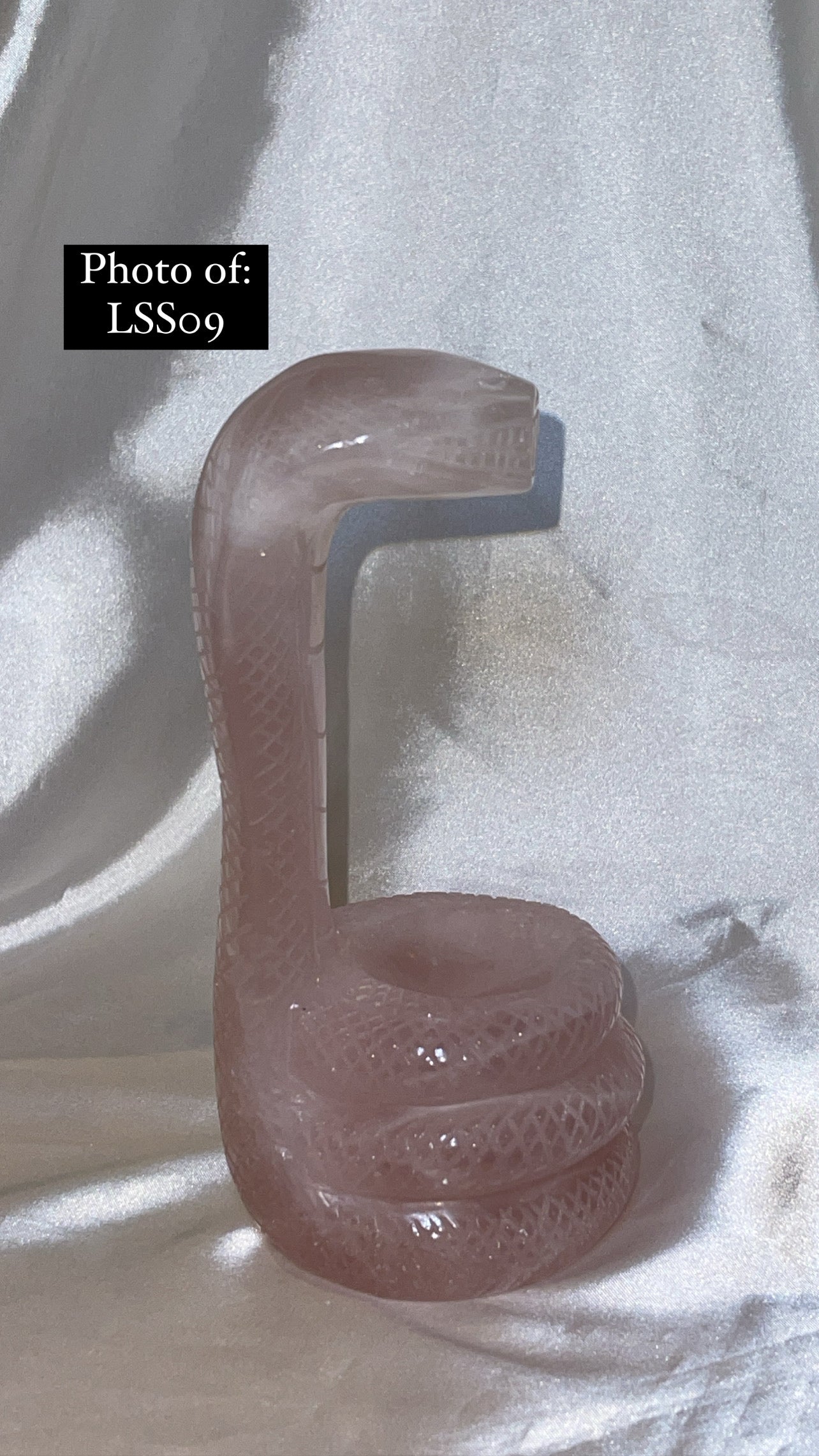 Rose Quartz Large Snake Sphere Holder Carving