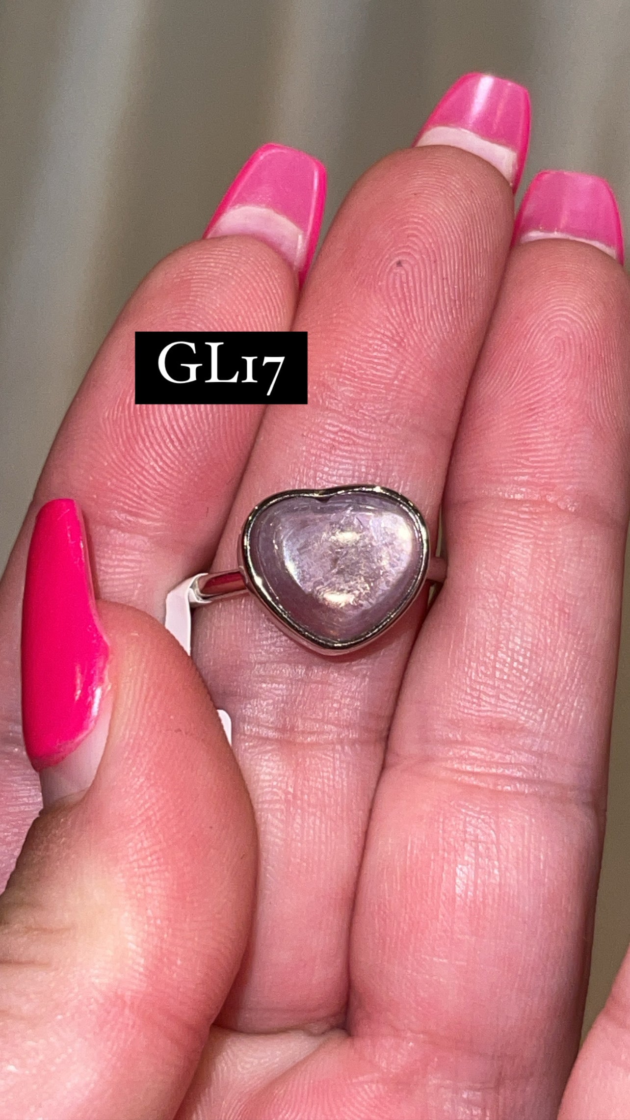 Gem Lepidolite 925 Sterling Silver Adjustable Heart Ring (Choose Your Own)