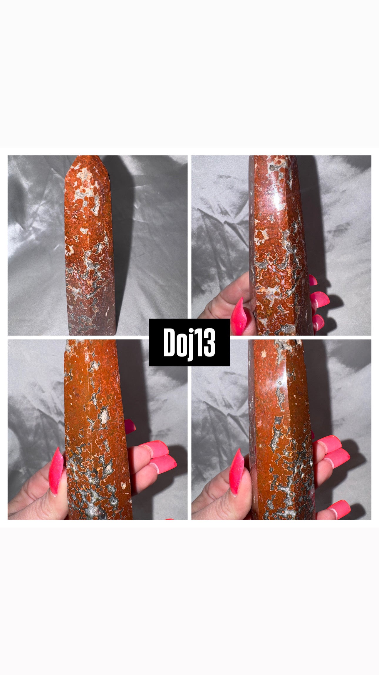 Red Druzy Ocean Jasper Obleisk