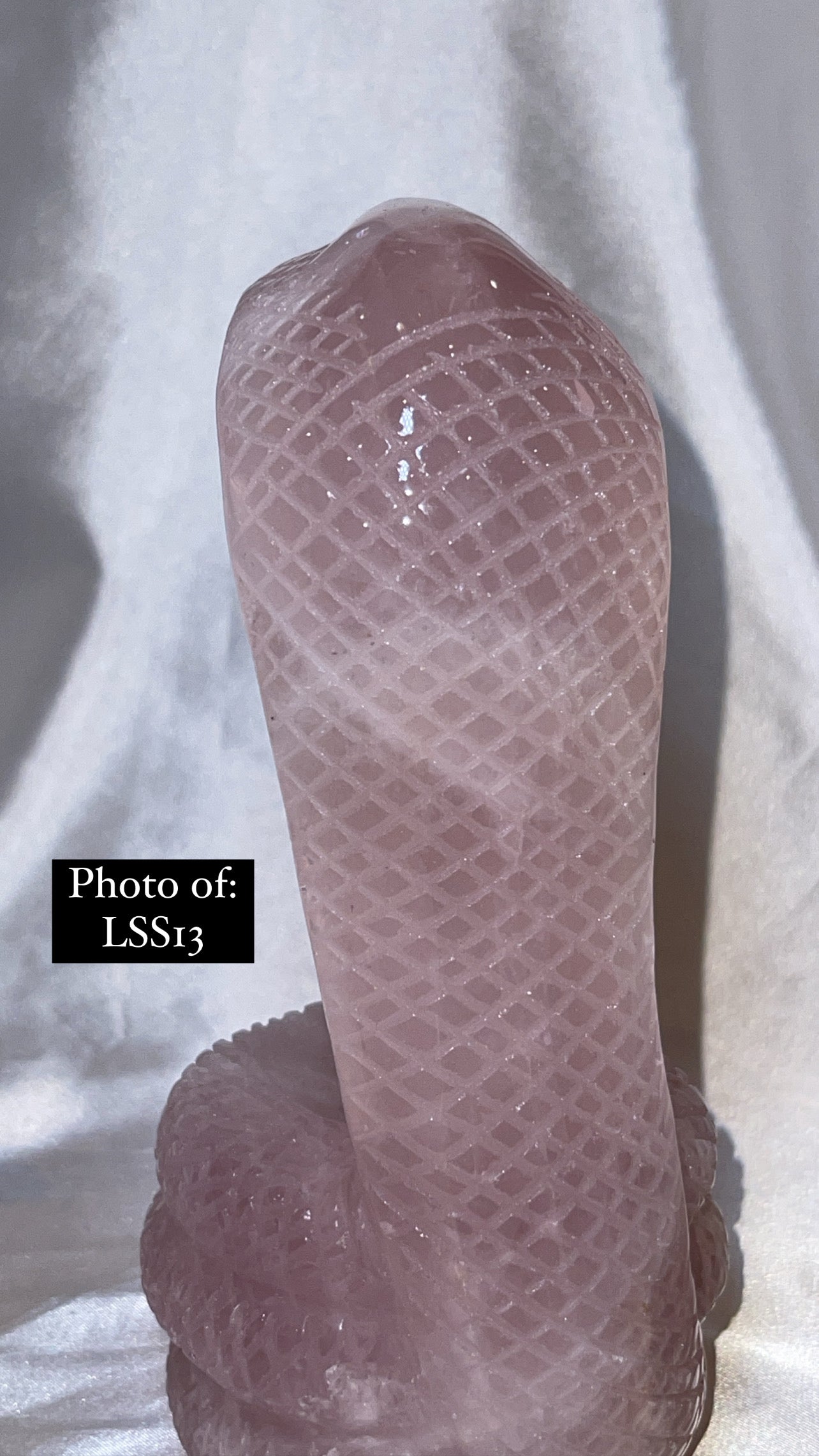 Rose Quartz Large Snake Sphere Holder Carving