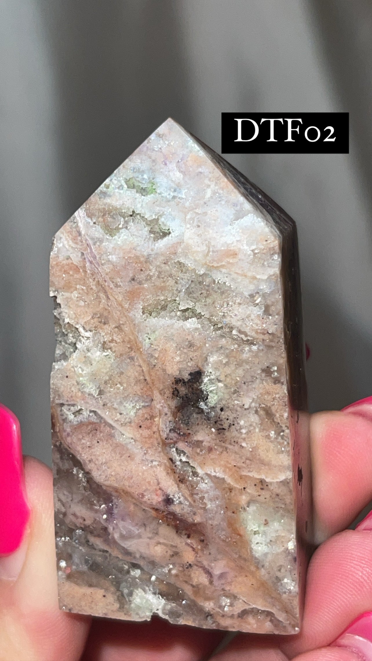 Druzy Sphalerite with Pink & Purple Fluorite Tower