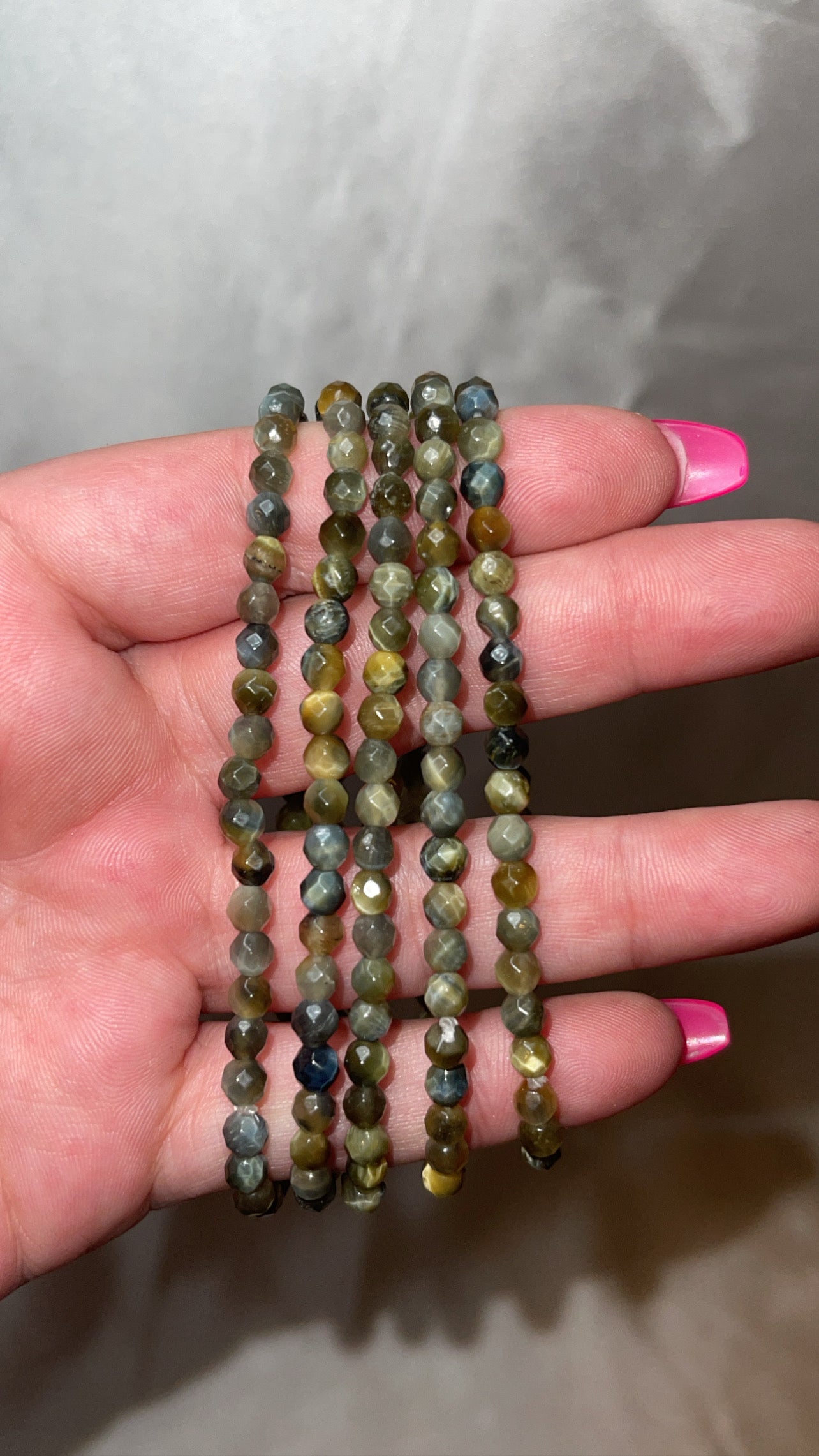 Blue Tigers Eye Faceted 4mm Bracelet