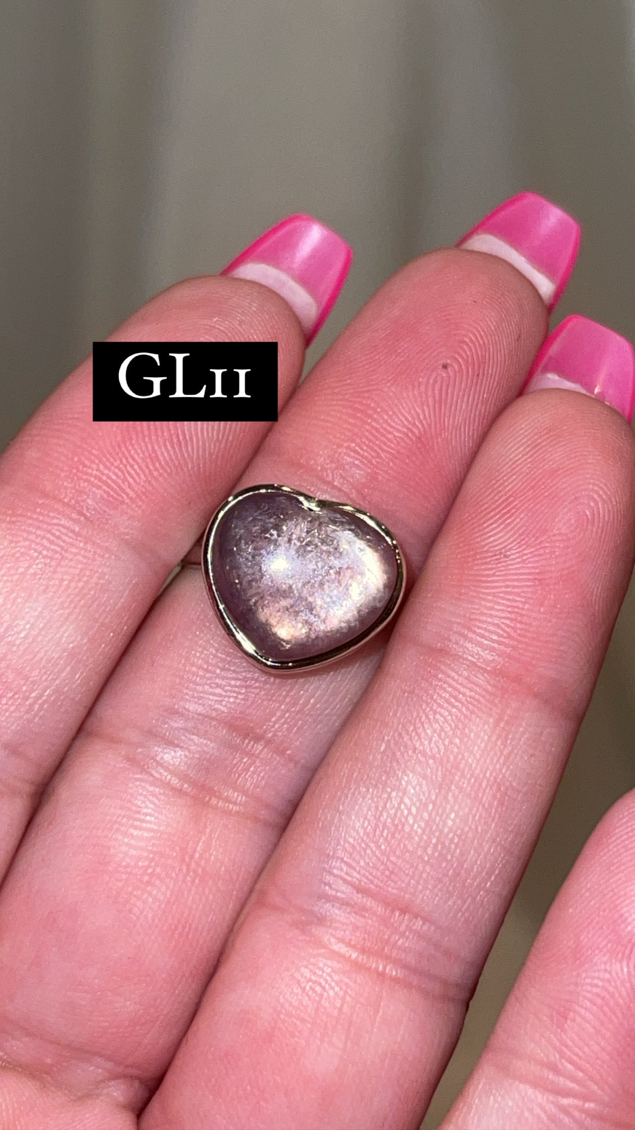 Gem Lepidolite 925 Sterling Silver Adjustable Heart Ring (Choose Your Own)