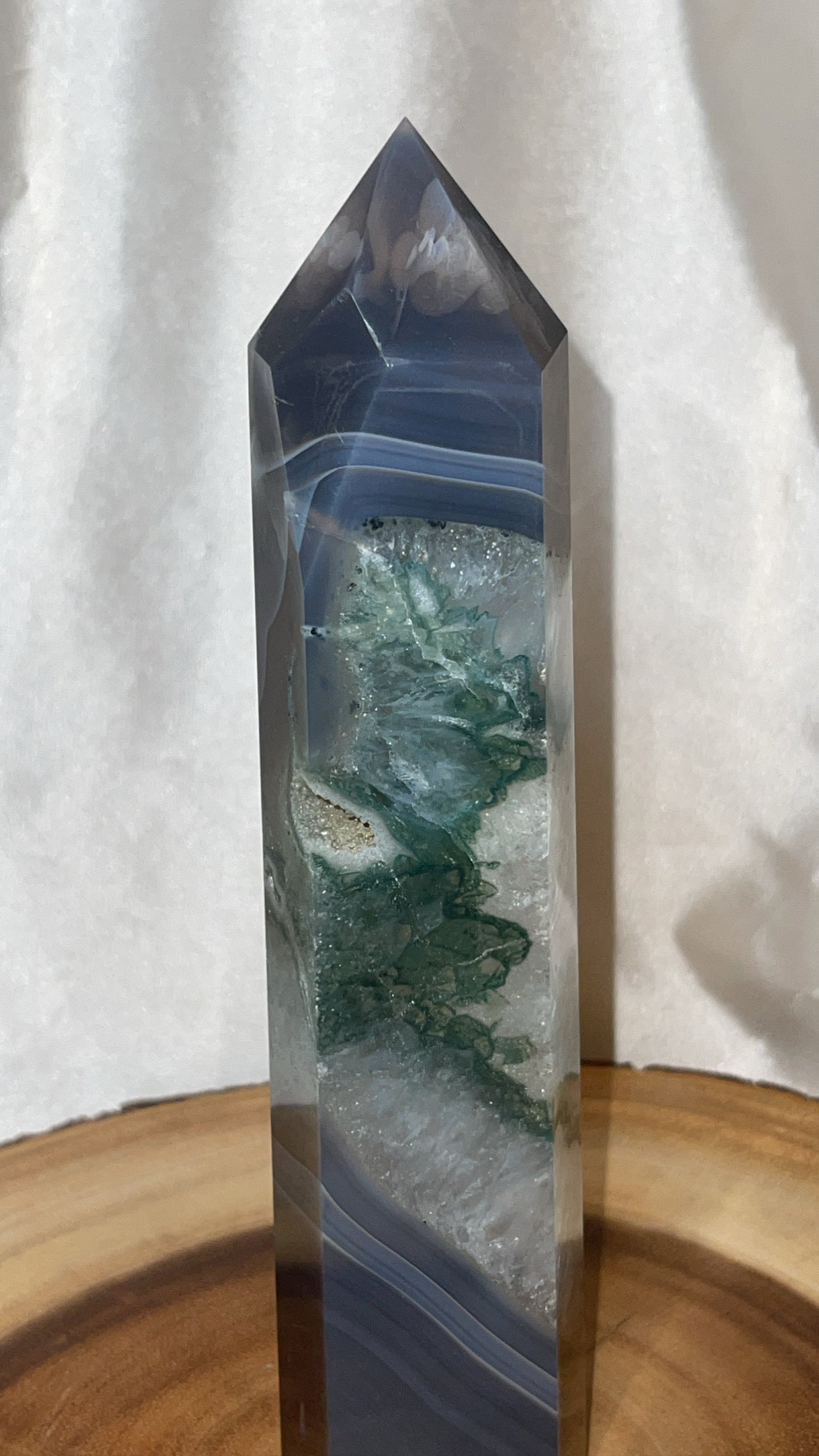 Chlorite Quartz with Banded Agate Large Tower