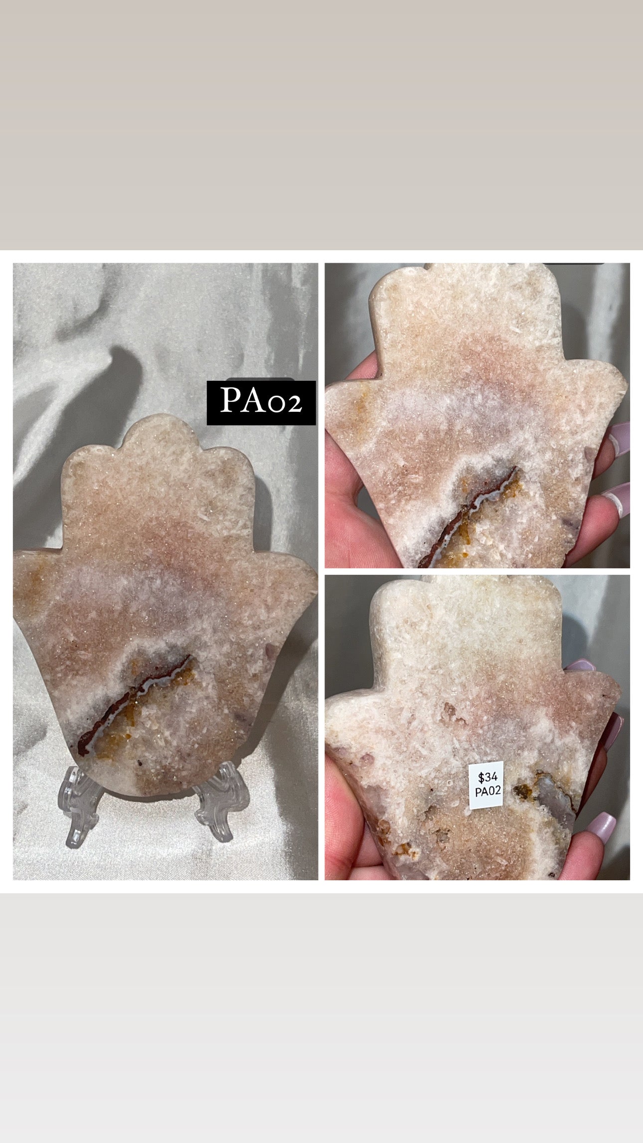 Pink Amethyst Large Hamsa
