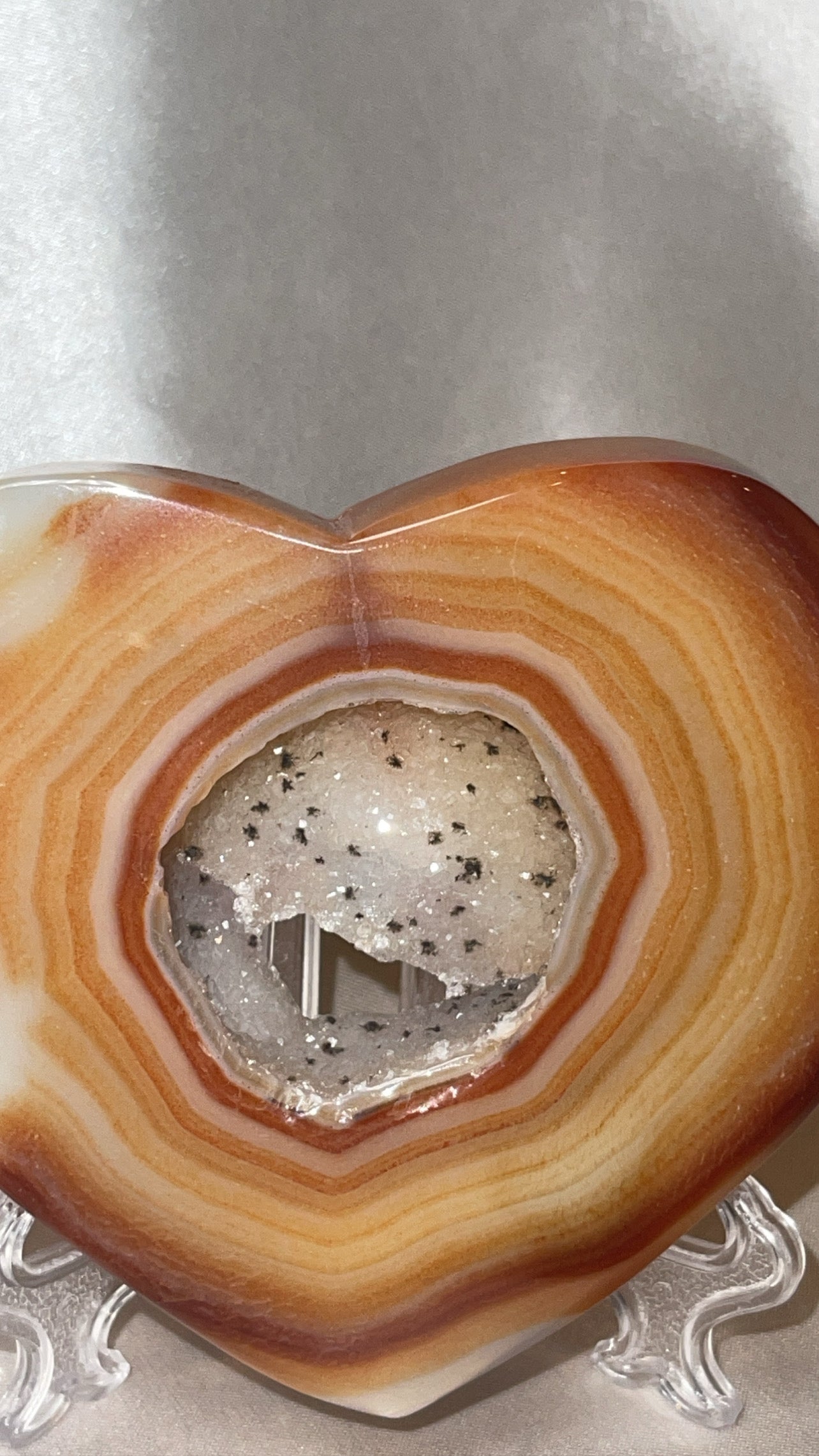 Druzy Carnelian Large Heart on Stand