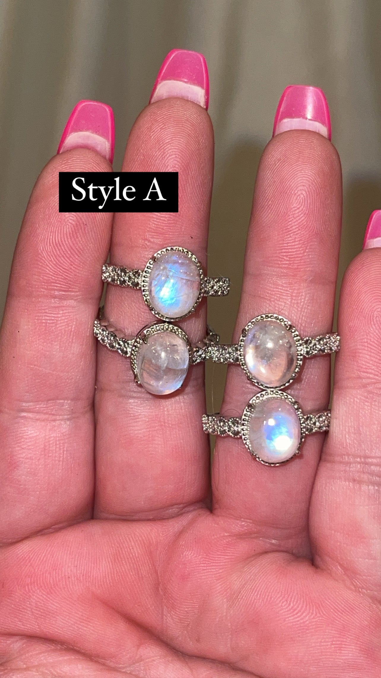 Rainbow Moonstone AAA Adjustable Ring