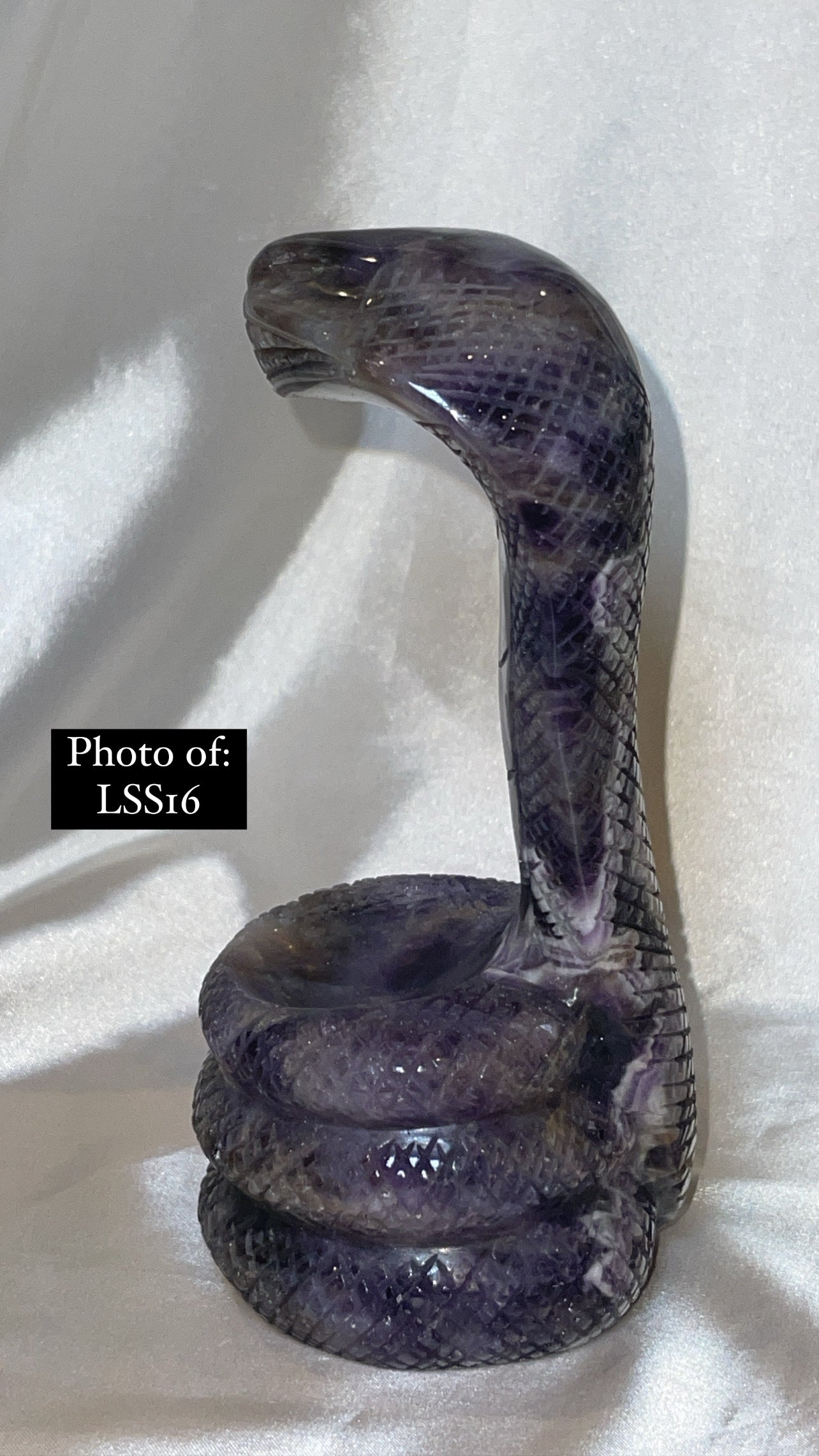 Dream Amethyst Large Snake Sphere Holder Carving
