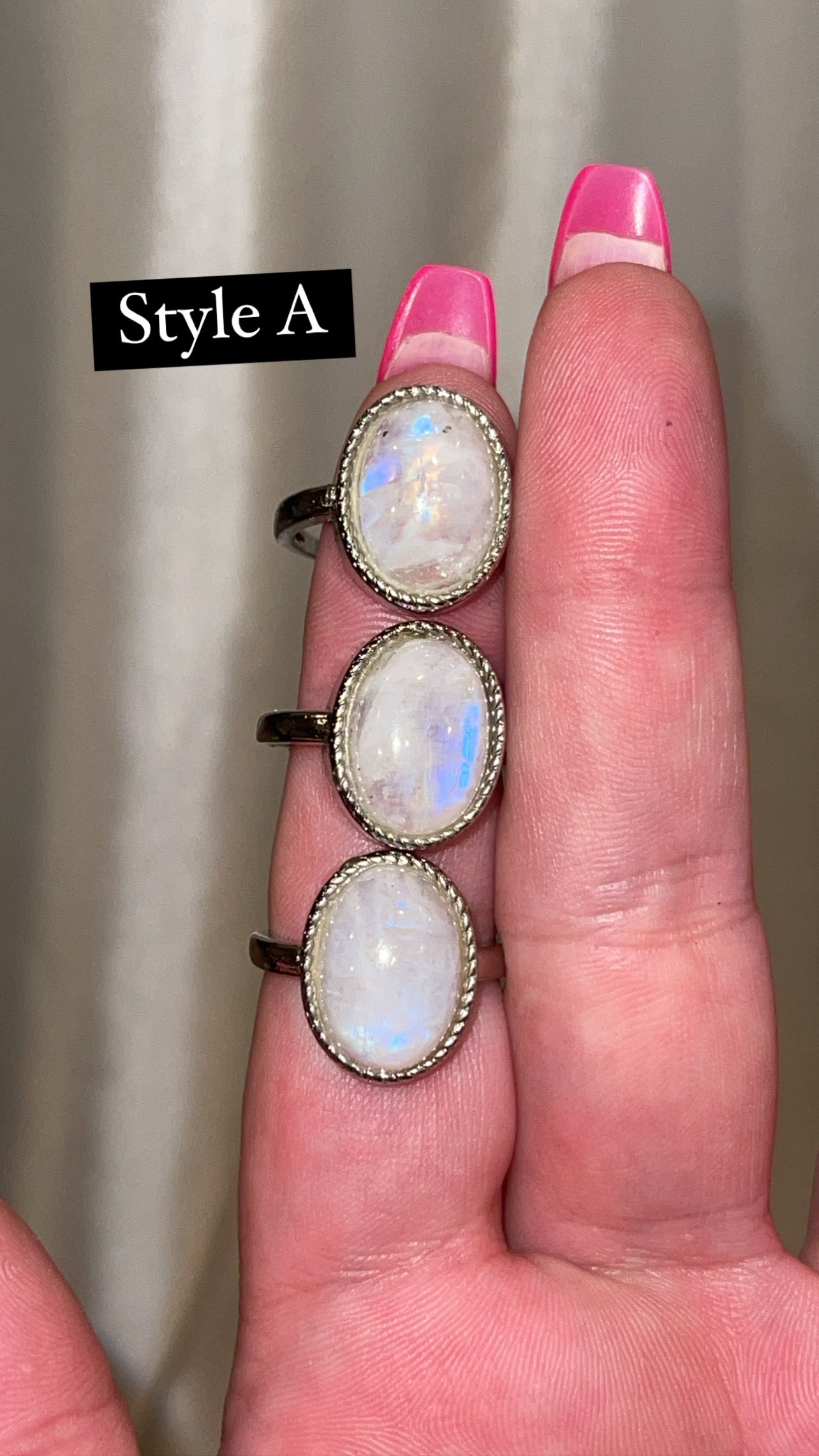 Rainbow Moonstone AAA Adjustable Ring