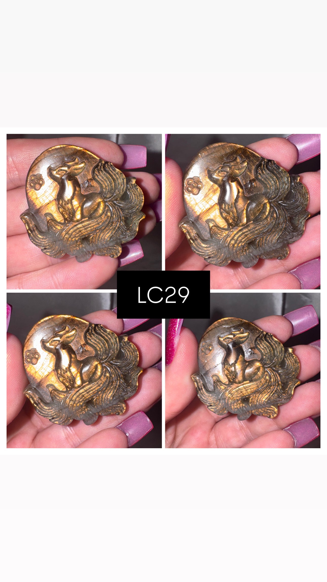 Labradorite Ninetail Fox Carving