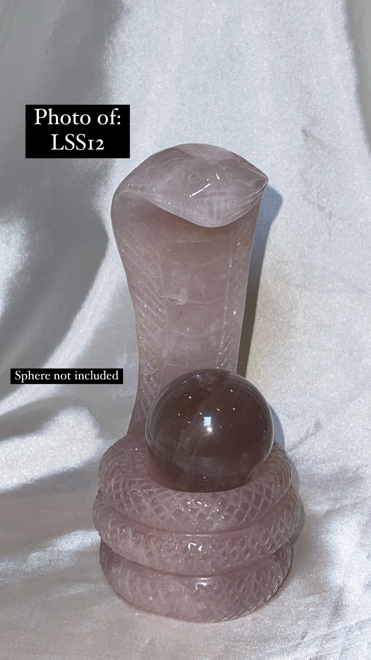 Rose Quartz Large Snake Sphere Holder Carving