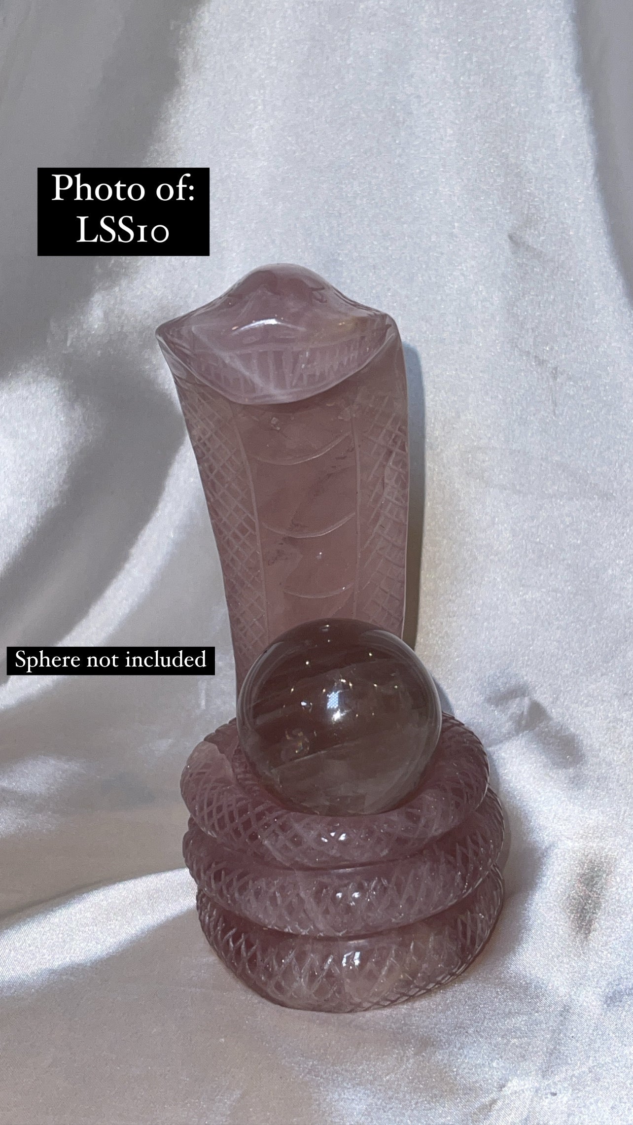 Rose Quartz Large Snake Sphere Holder Carving