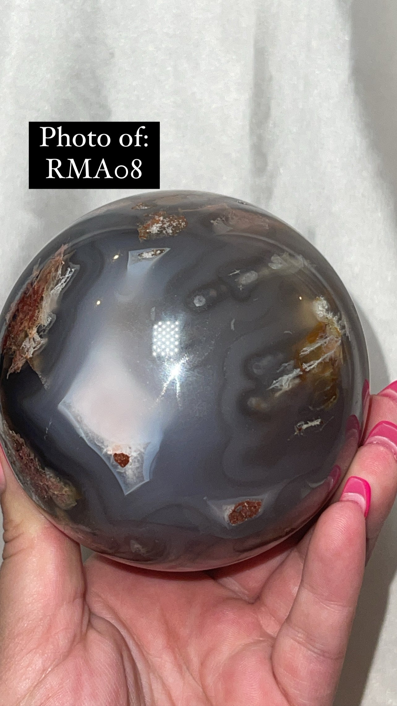 Rare Red Moss Agate Orca Agate Large Sphere