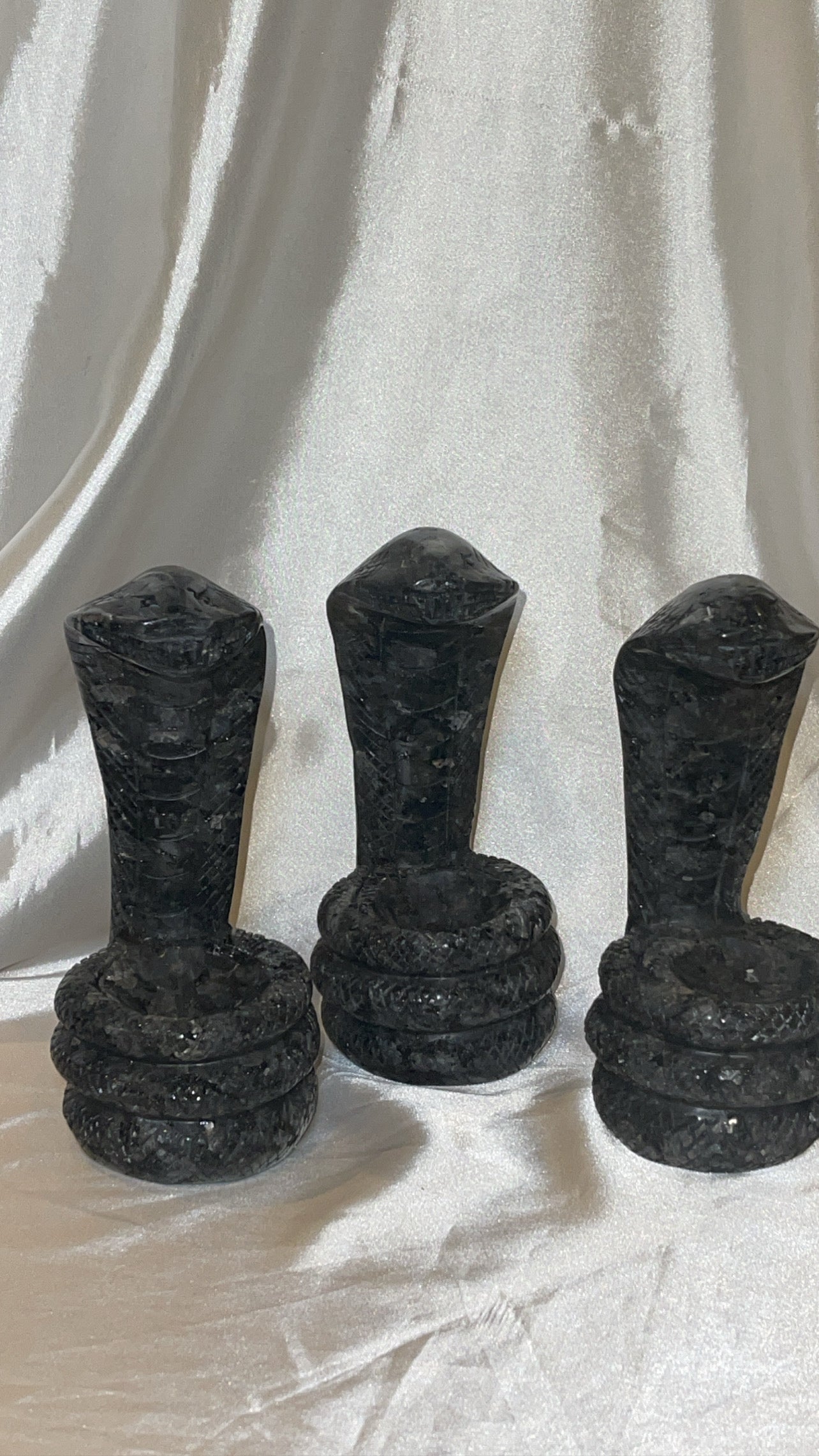 Larvakite Large Flashy Snake Sphere Holder Carving