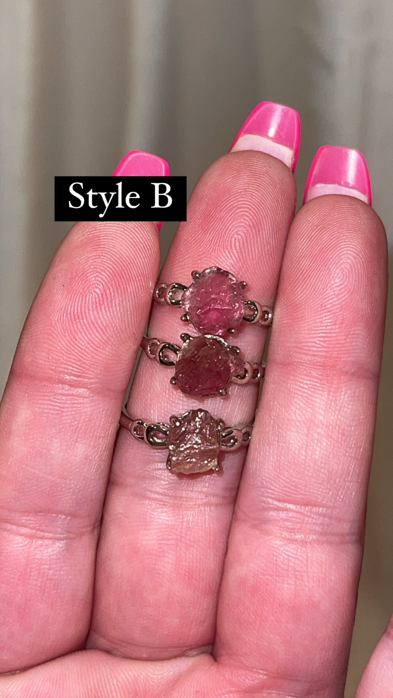 Pink Tourmaline Raw Adjustable Ring
