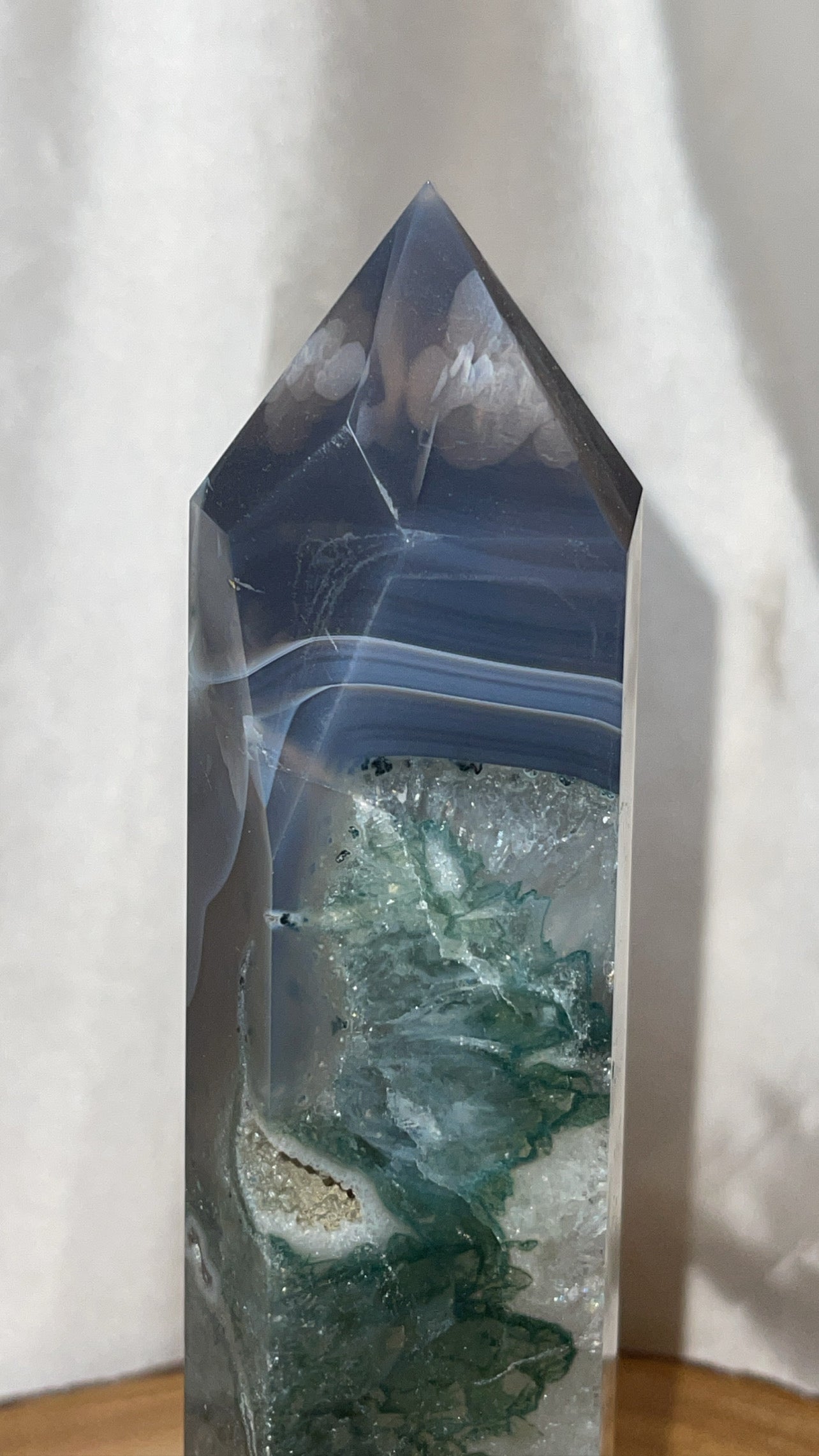 Chlorite Quartz with Banded Agate Large Tower