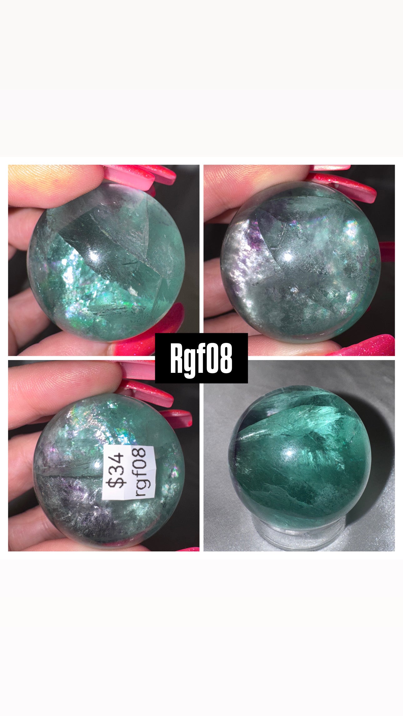 Rainbow Green Fluorite AAA Sphere