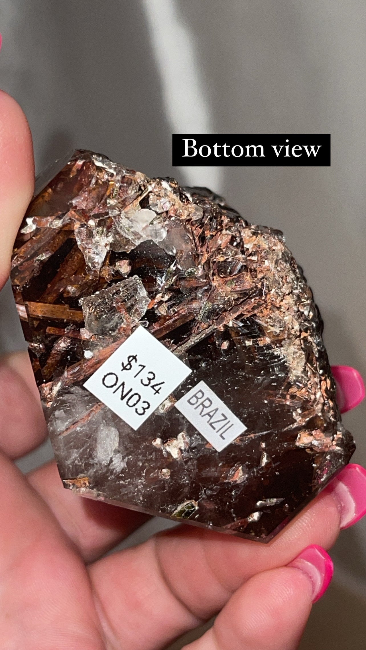 Rare Red Epidote Smoky Quartz AAA Large Polished Point