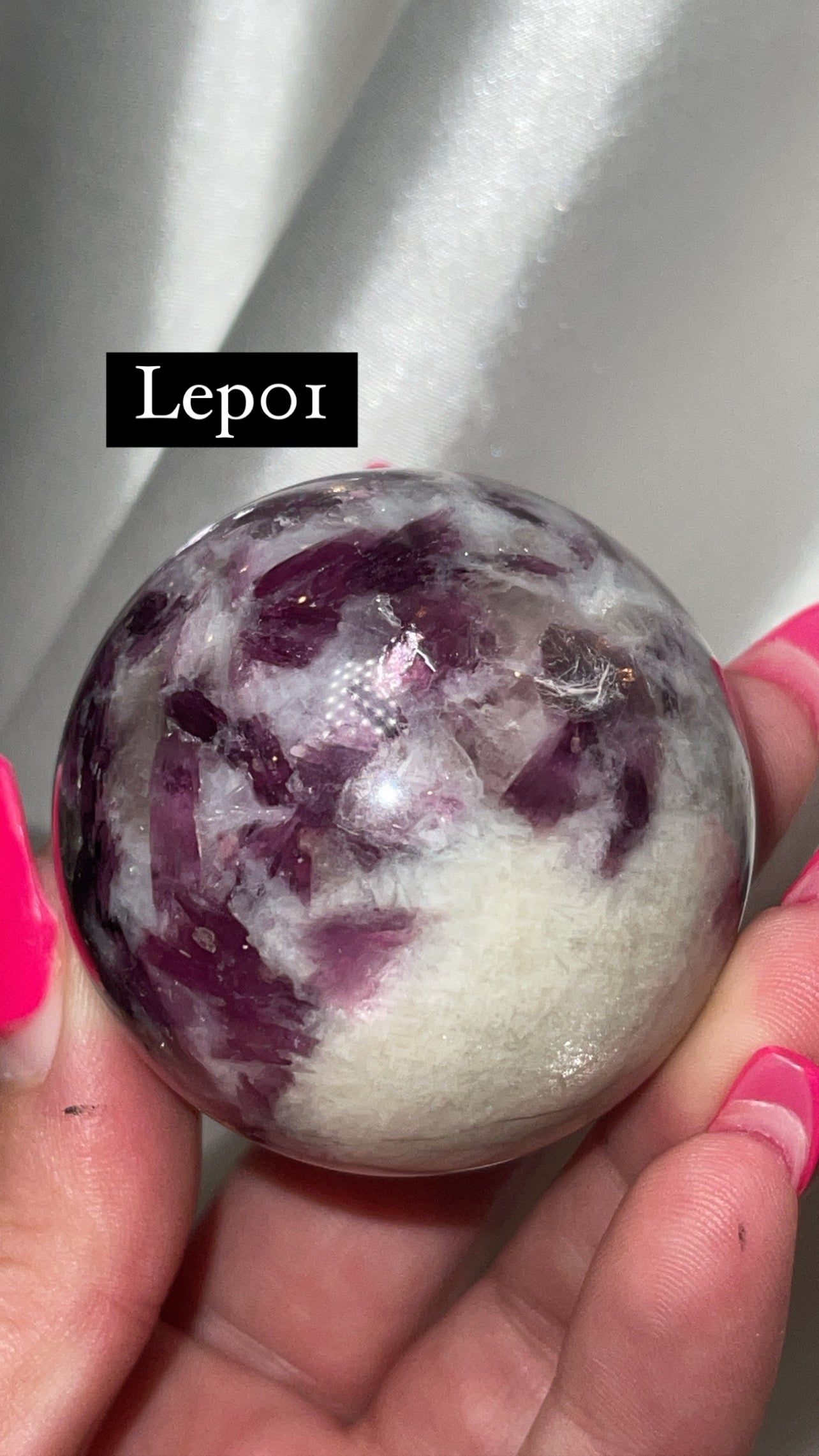 Mica Lepidolite Sphere with Pink Metal Stand