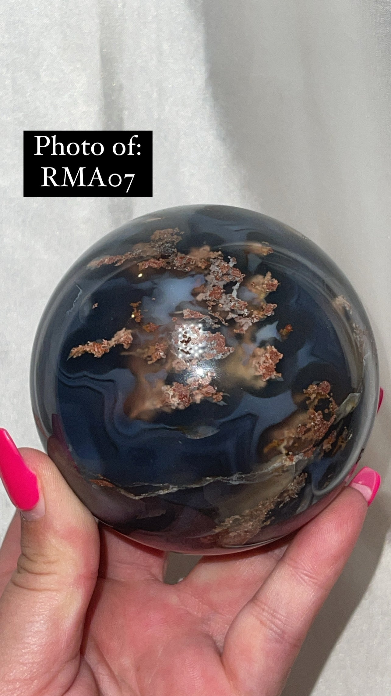 Rare Red Moss Agate Orca Agate Large Sphere