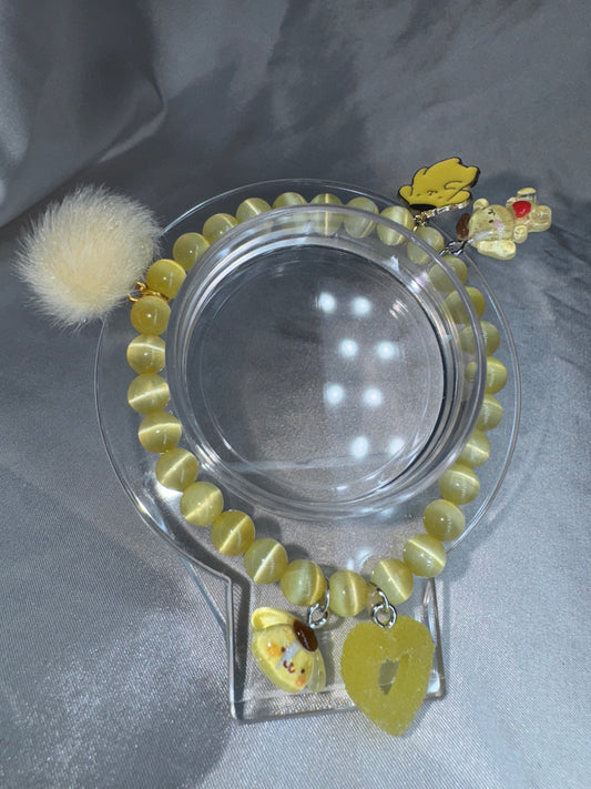 Pompompurin Yellow Selenite 6mm Bracelet